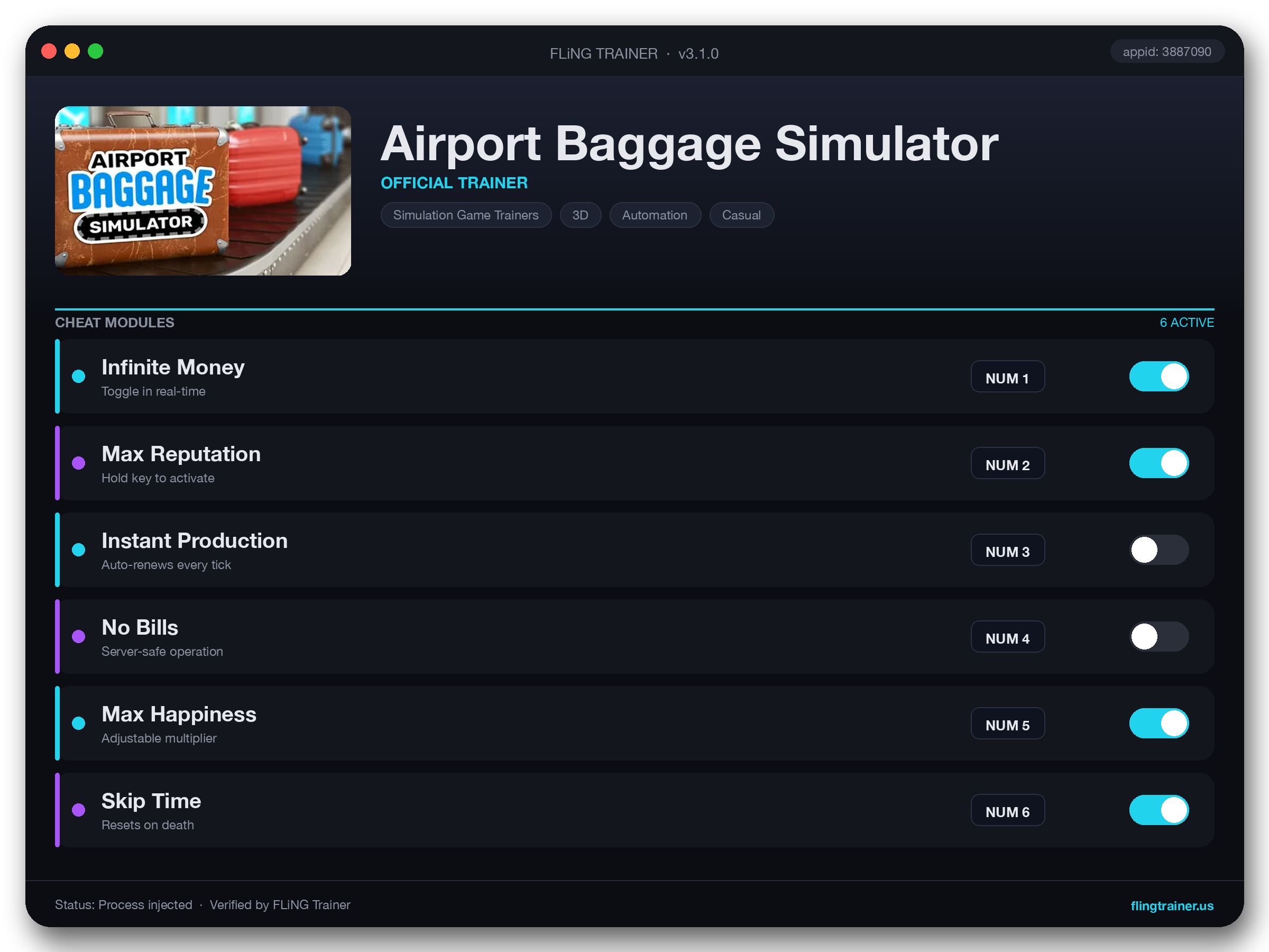 Airport Baggage Simulator Trainer interface