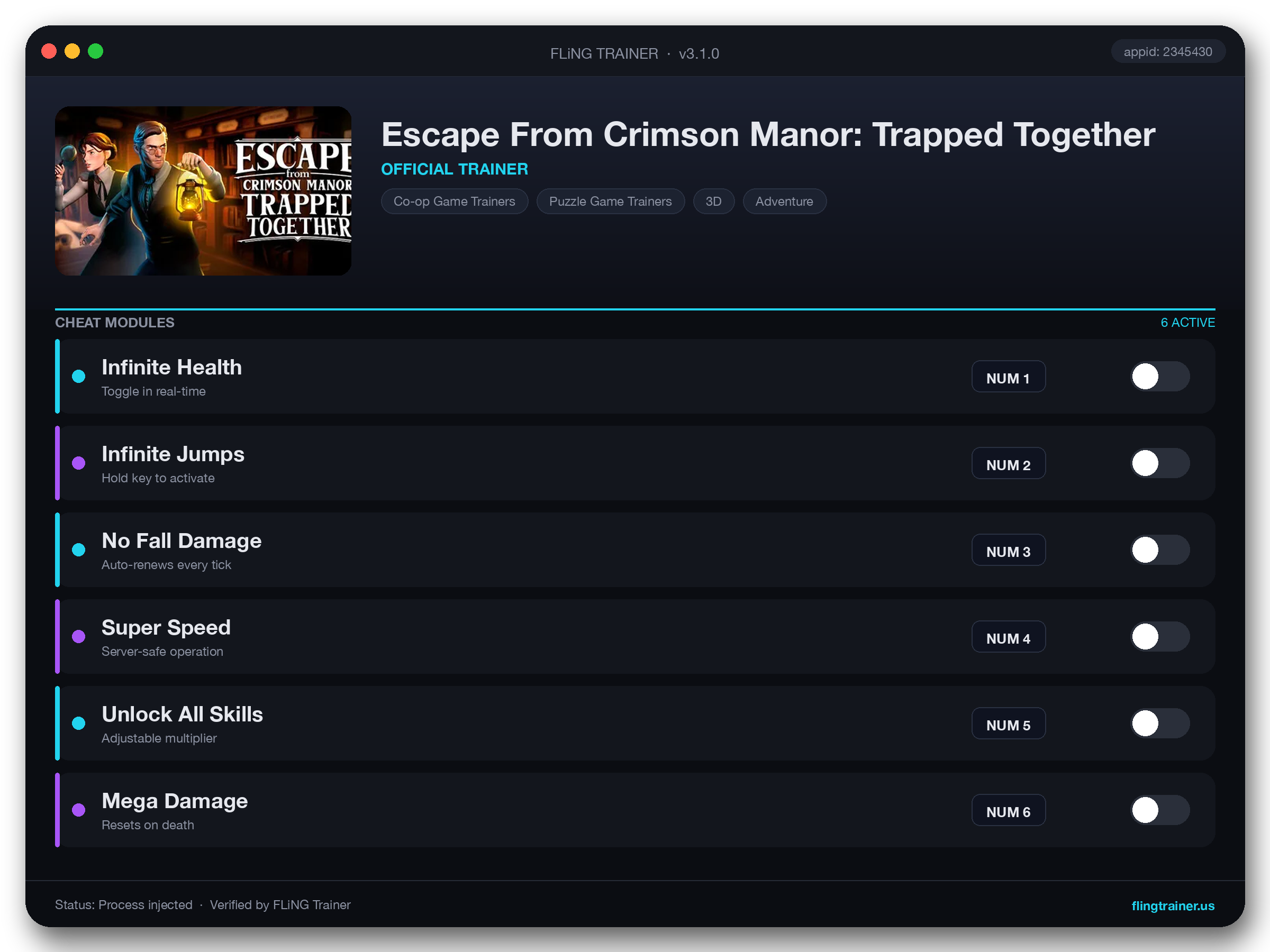 Escape From Crimson Manor: Trapped Together Trainer interface