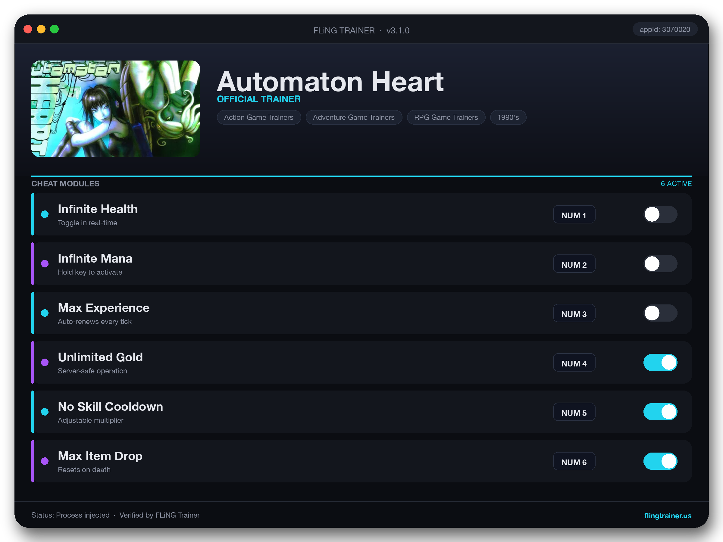 Automaton Heart Trainer interface