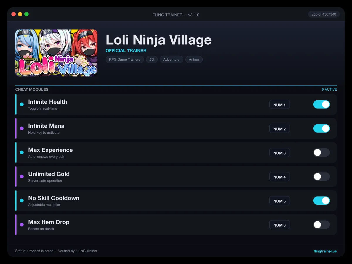 Loli Ninja Village Trainer interface