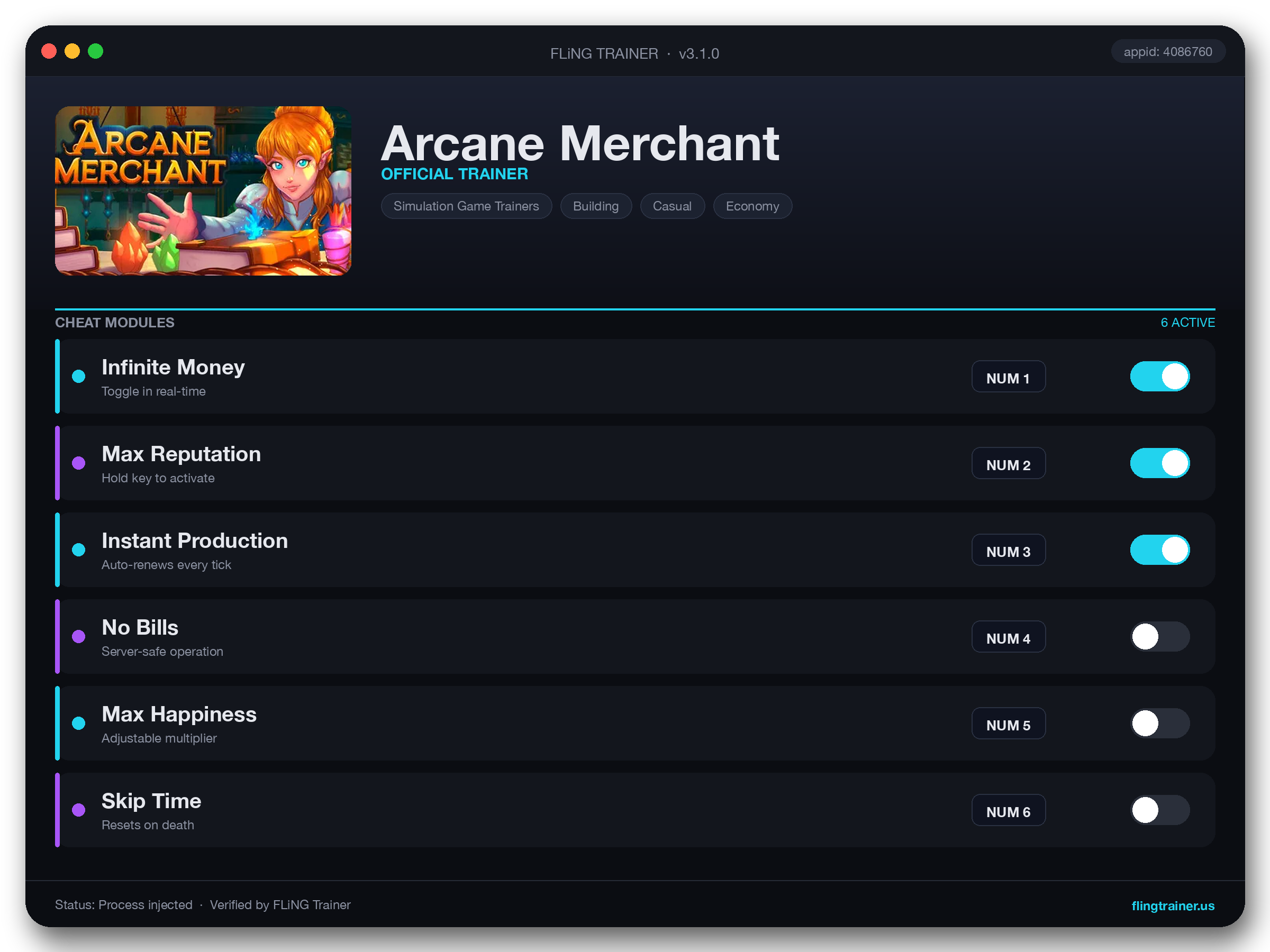 Arcane Merchant Trainer interface