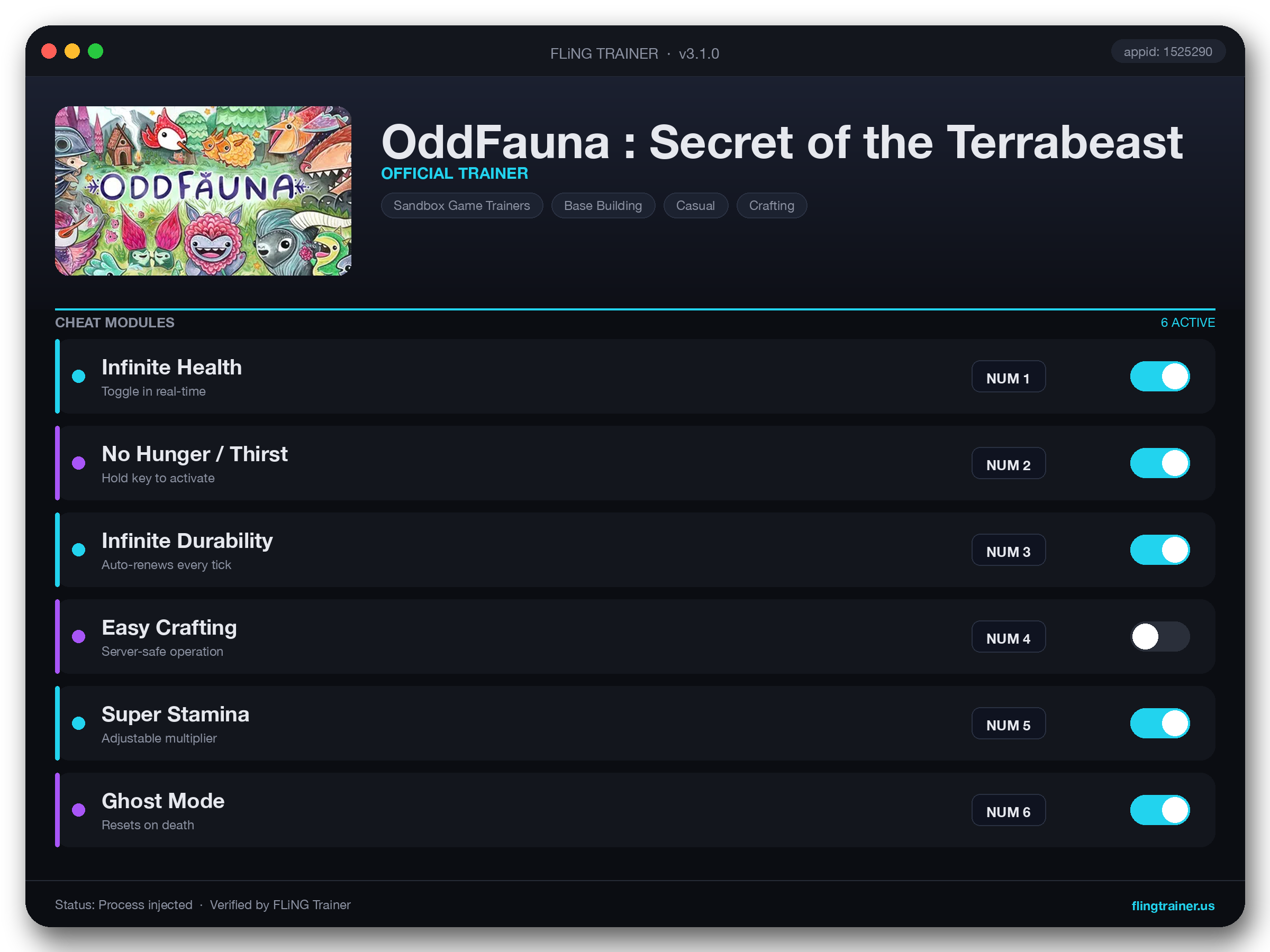 OddFauna : Secret of the Terrabeast Trainer interface