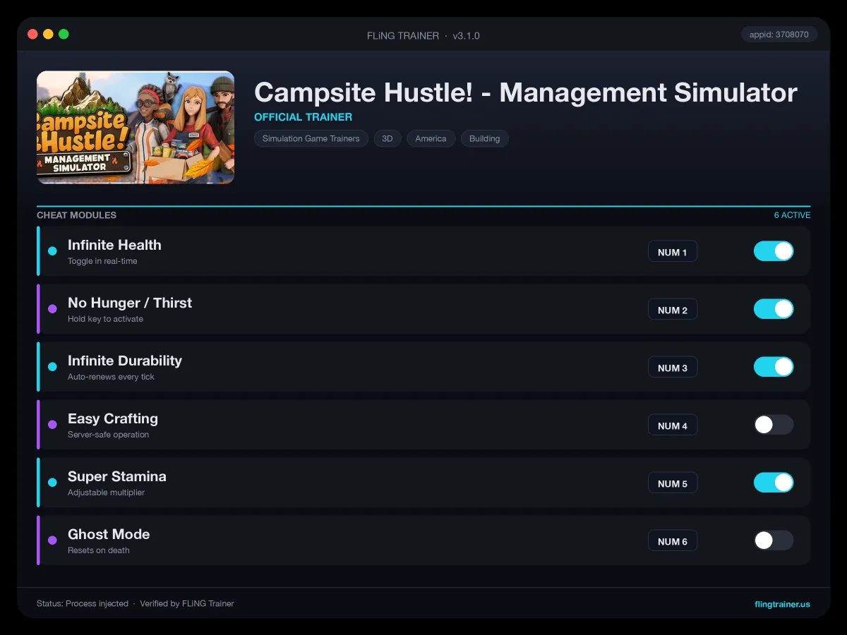 Campsite Hustle! - Management Simulator Trainer interface