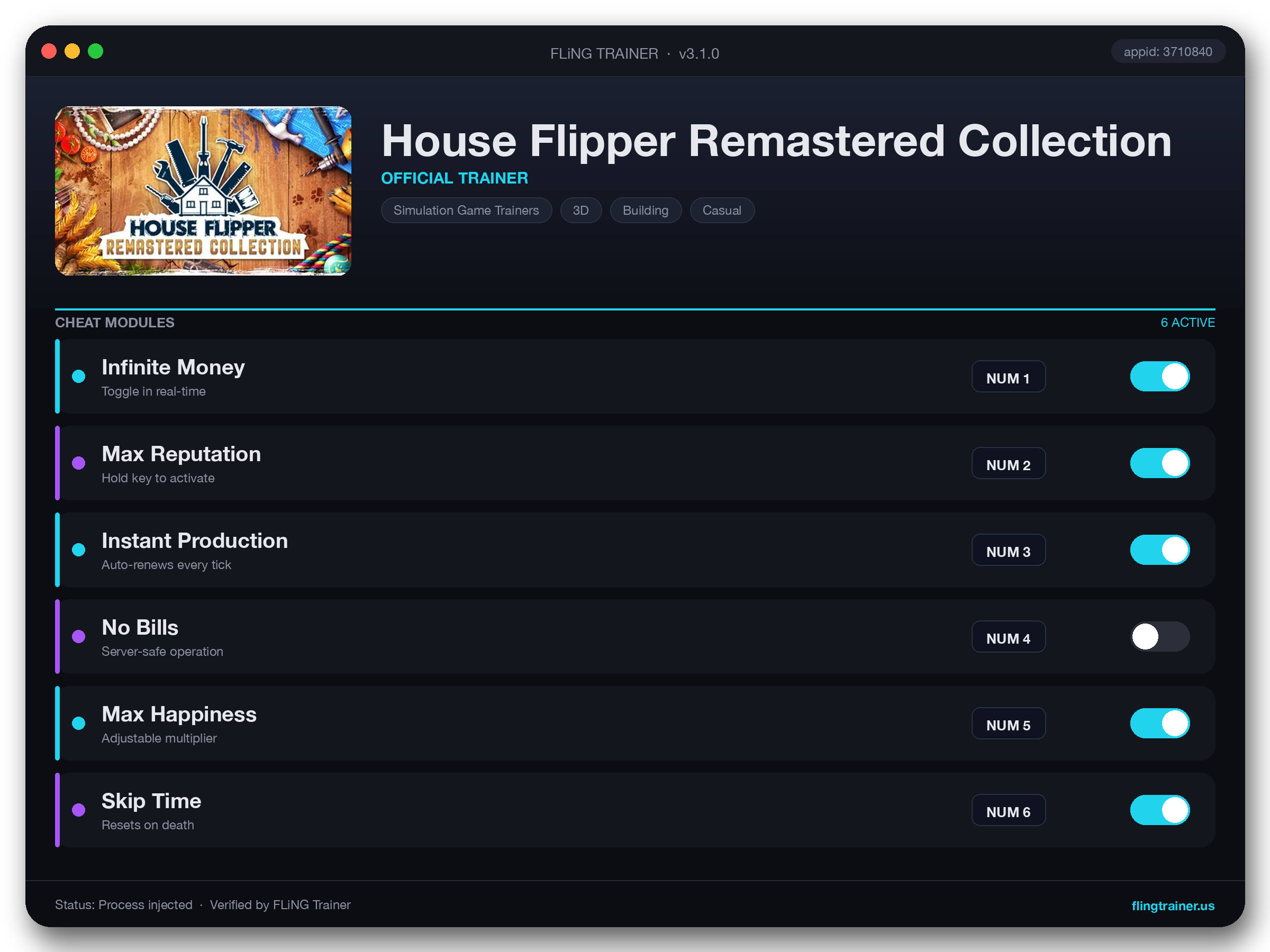 House Flipper Remastered Collection Trainer interface