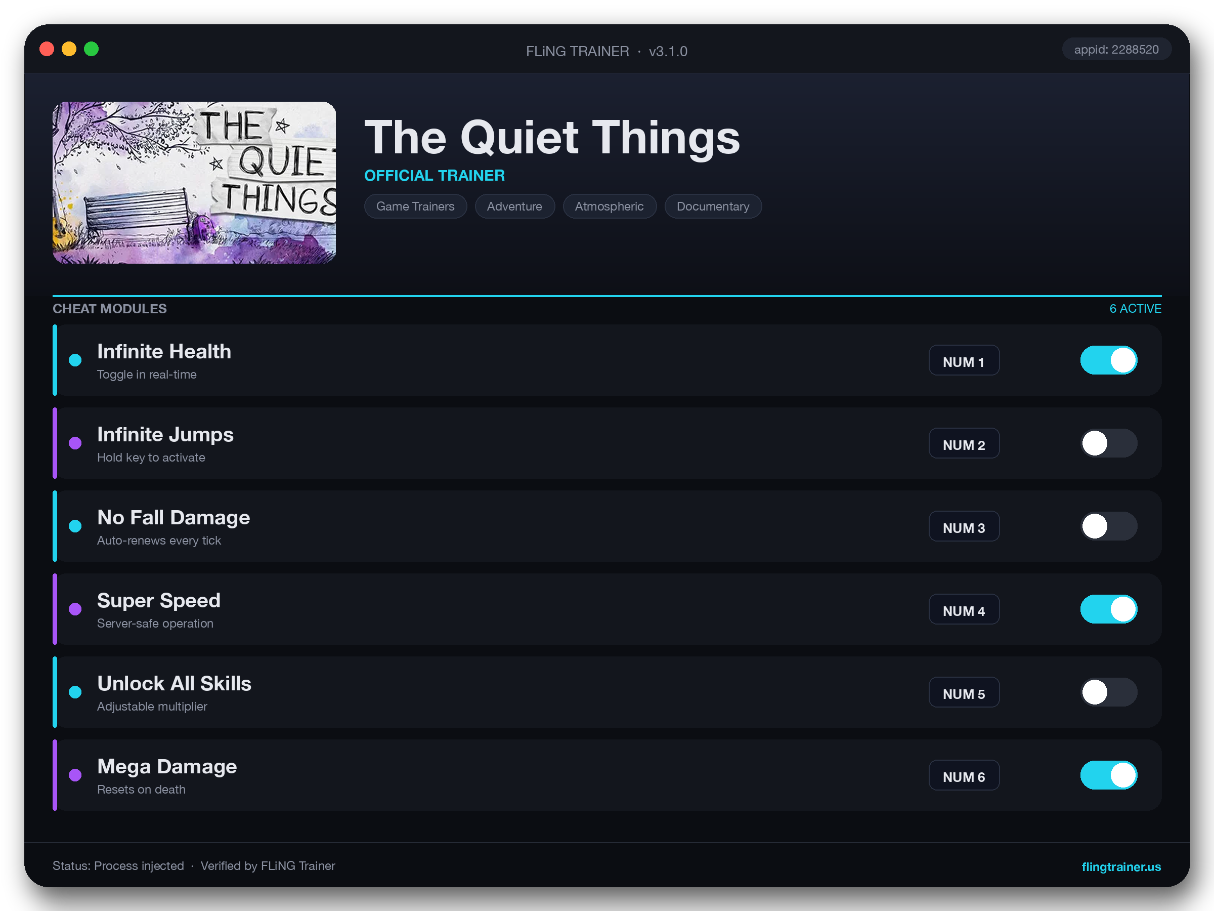 The Quiet Things Trainer interface