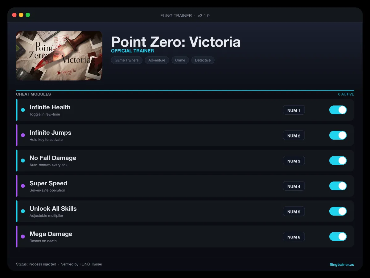 Point Zero: Victoria Trainer interface