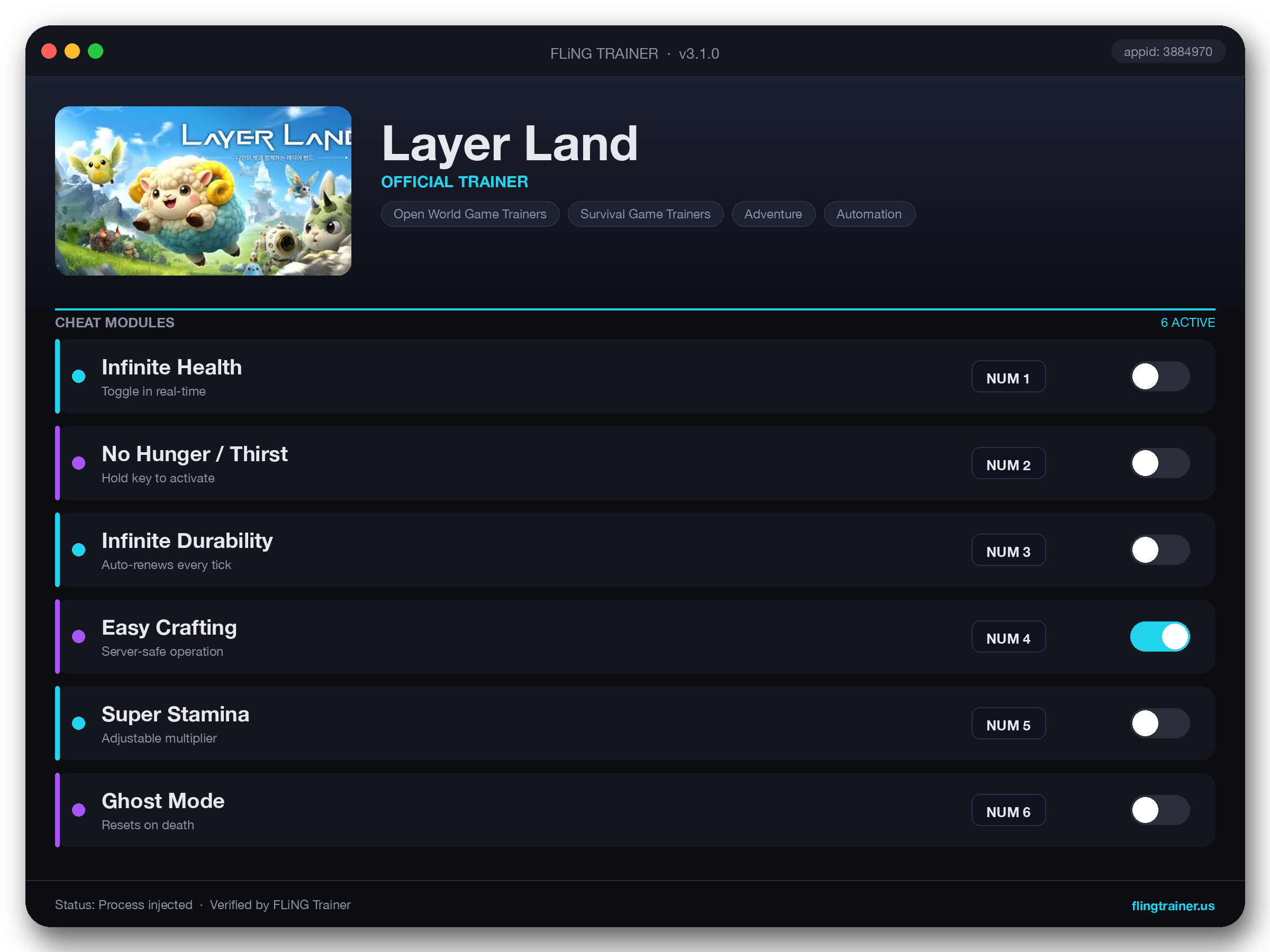 Layer Land Trainer interface