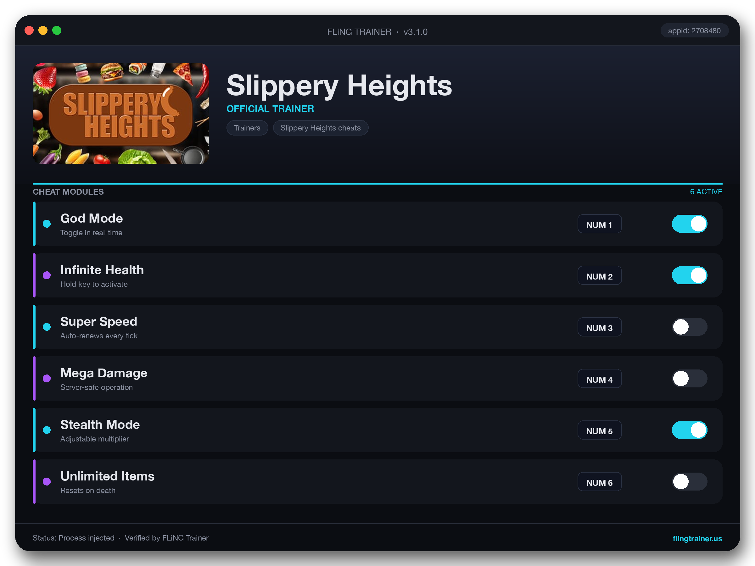 Slippery Heights Trainer interface