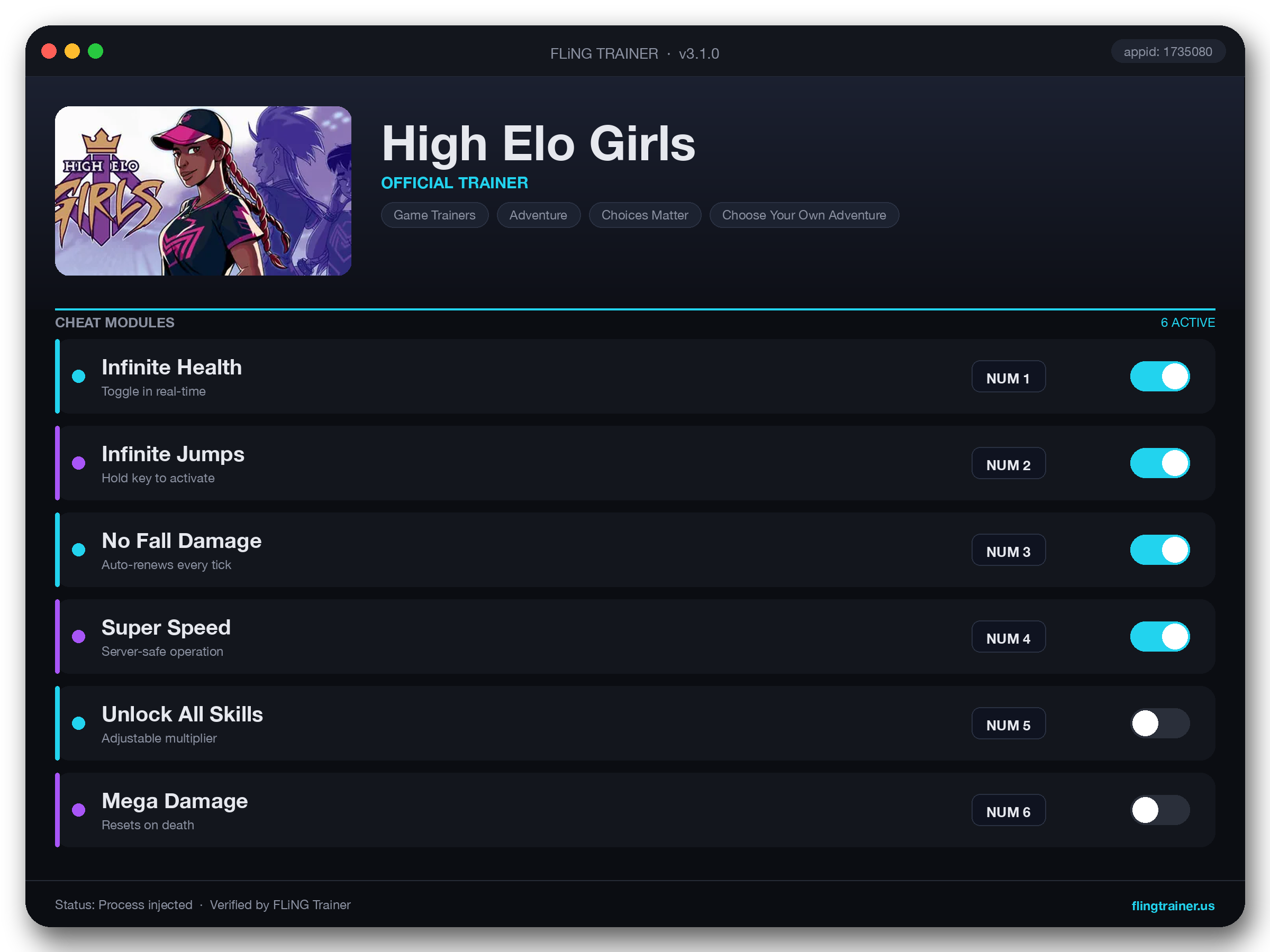 High Elo Girls Trainer interface