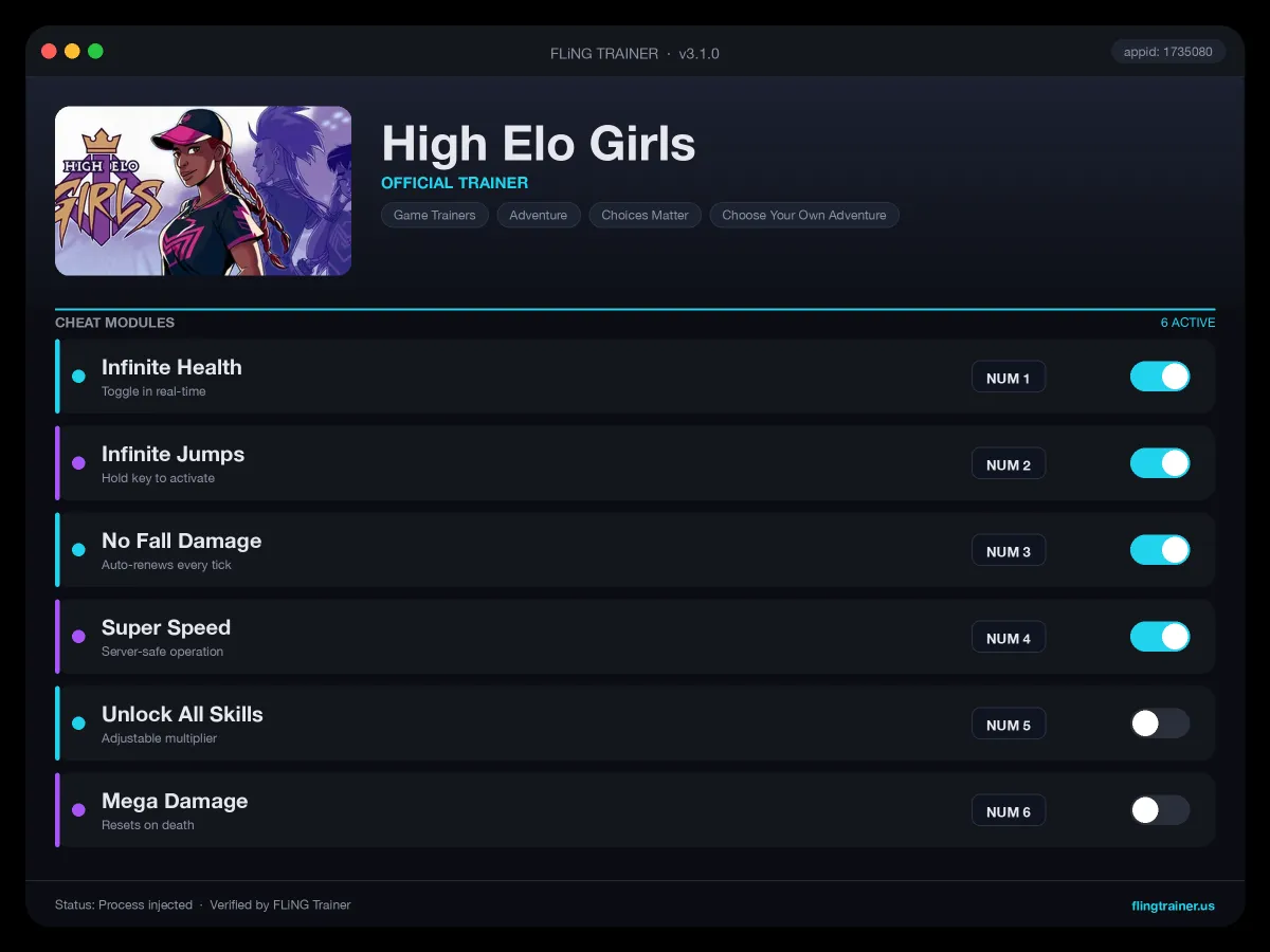 High Elo Girls Trainer interface