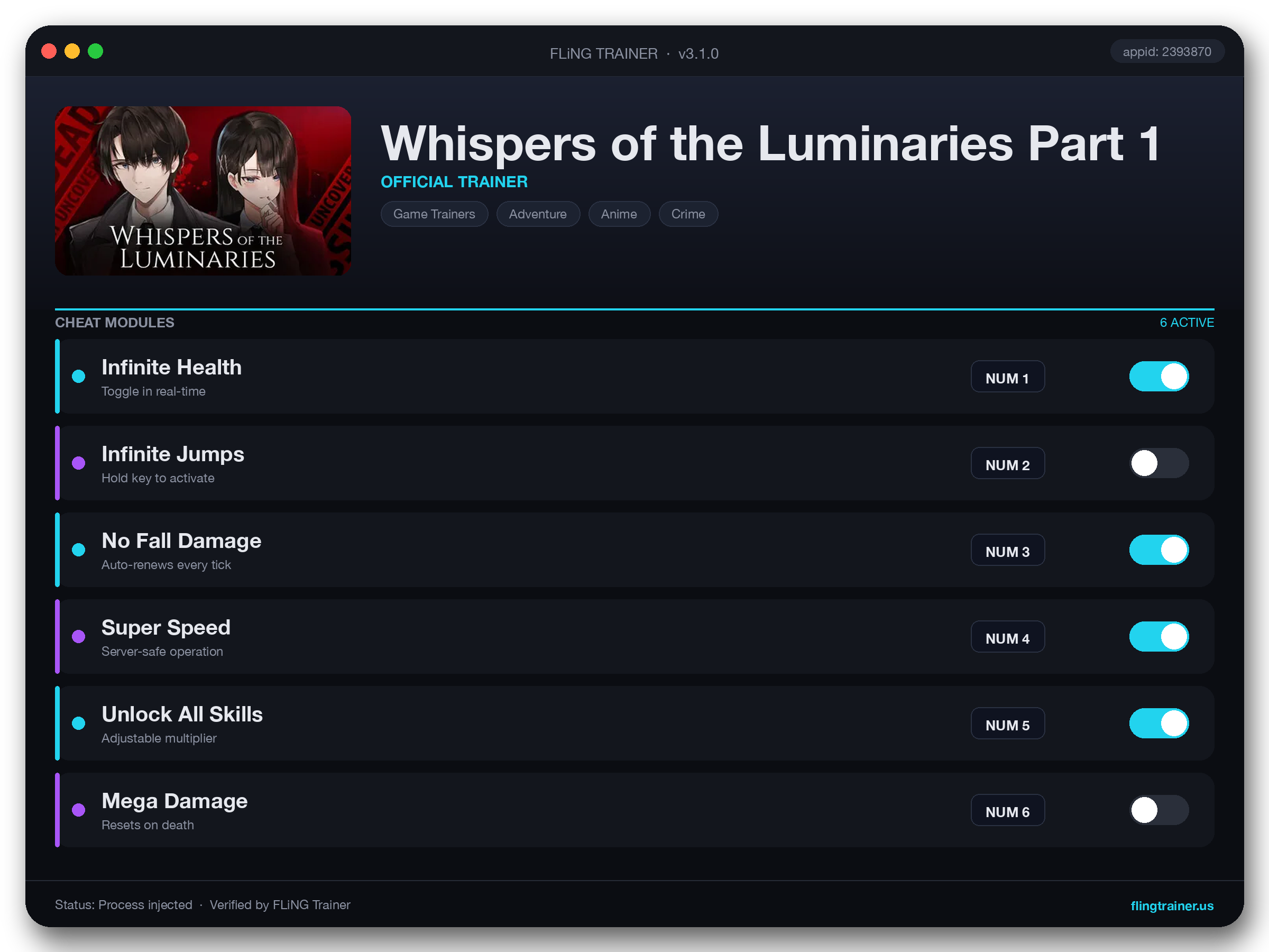 Whispers of the Luminaries Part 1 Trainer interface