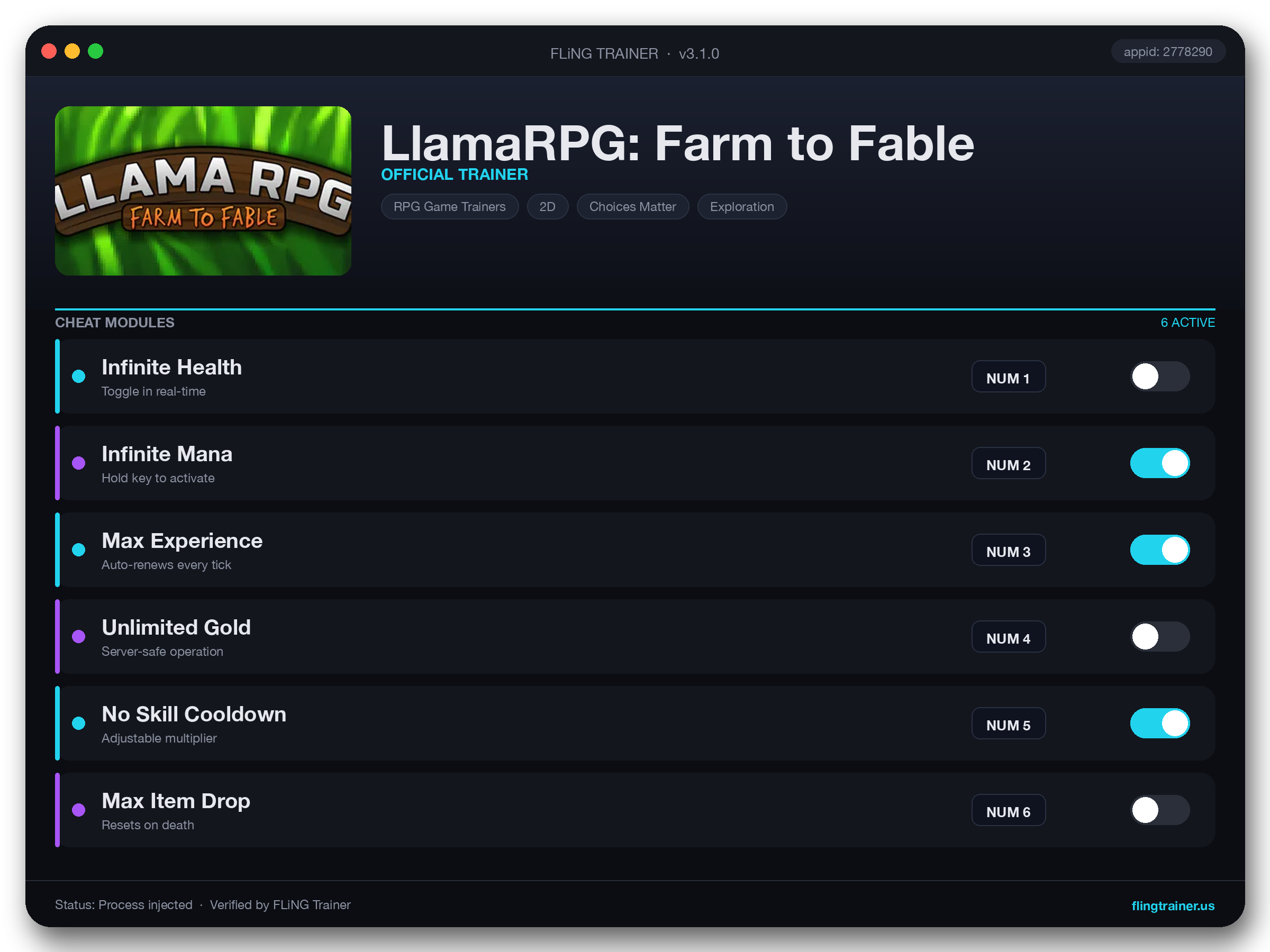 LlamaRPG: Farm to Fable Trainer interface