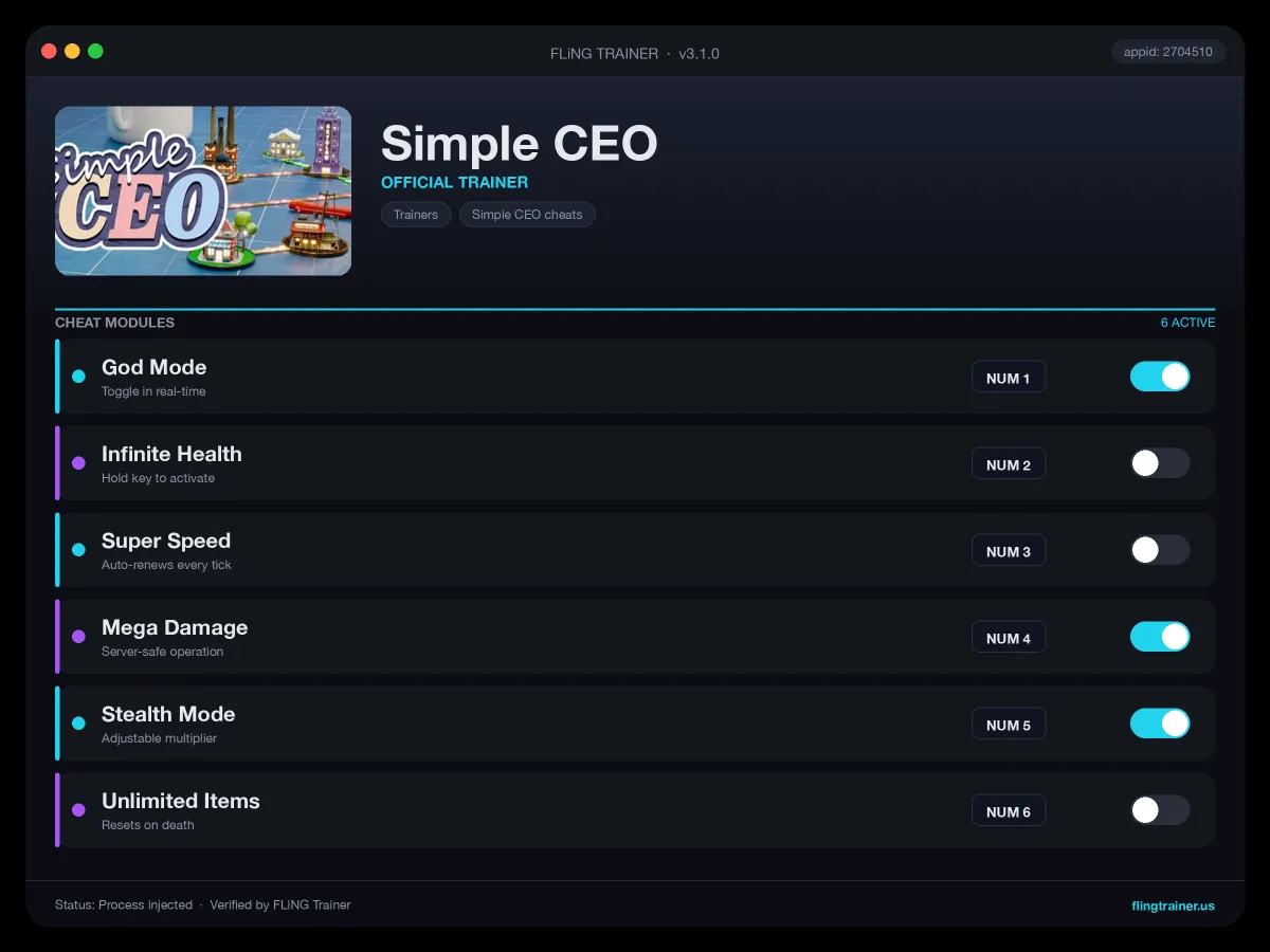 Simple CEO Trainer interface