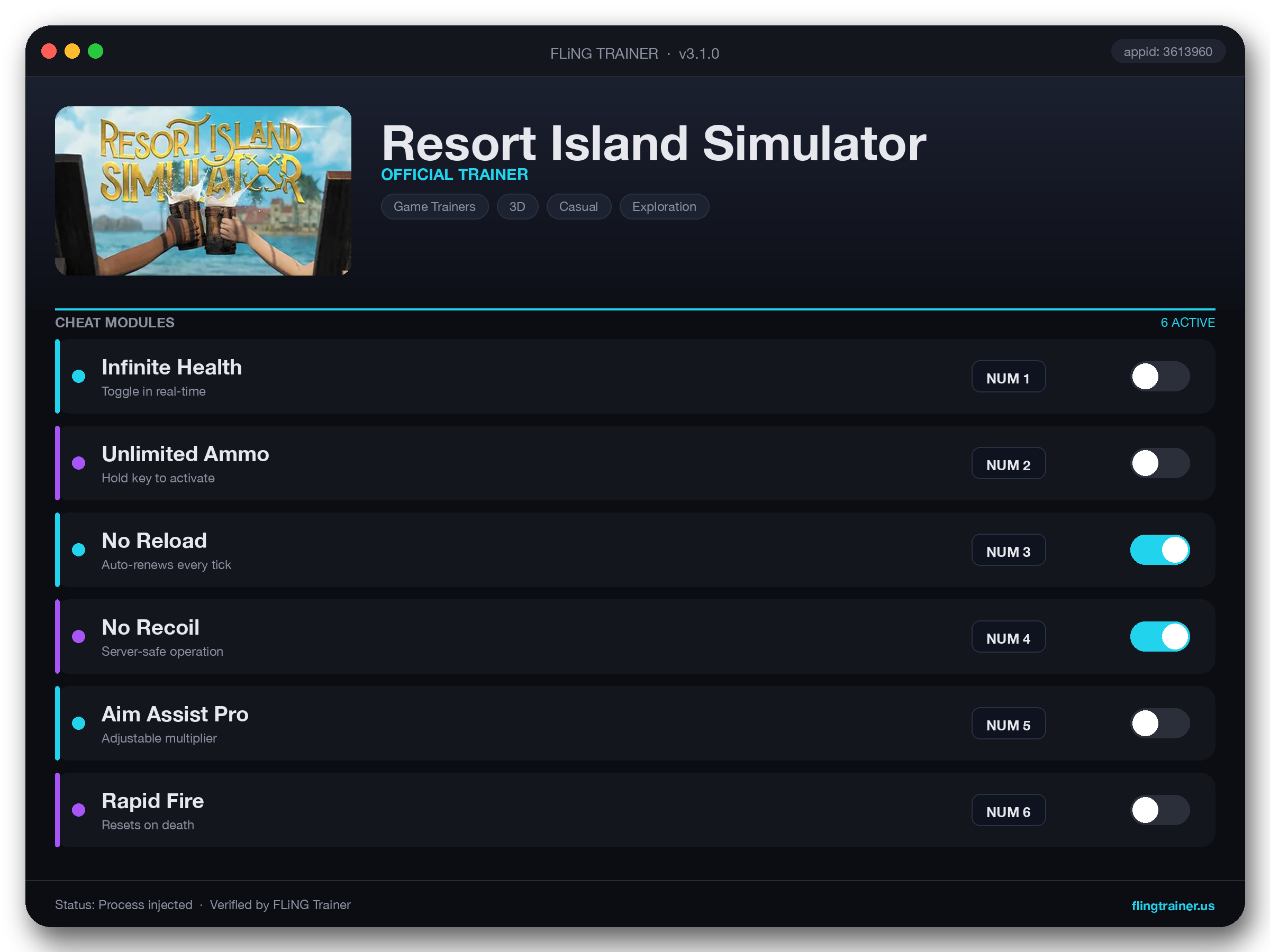 Resort Island Simulator Trainer interface