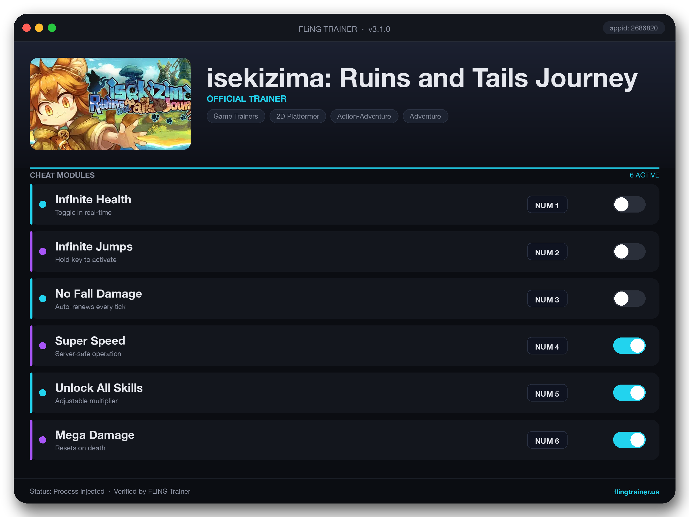 isekizima: Ruins and Tails Journey Trainer interface