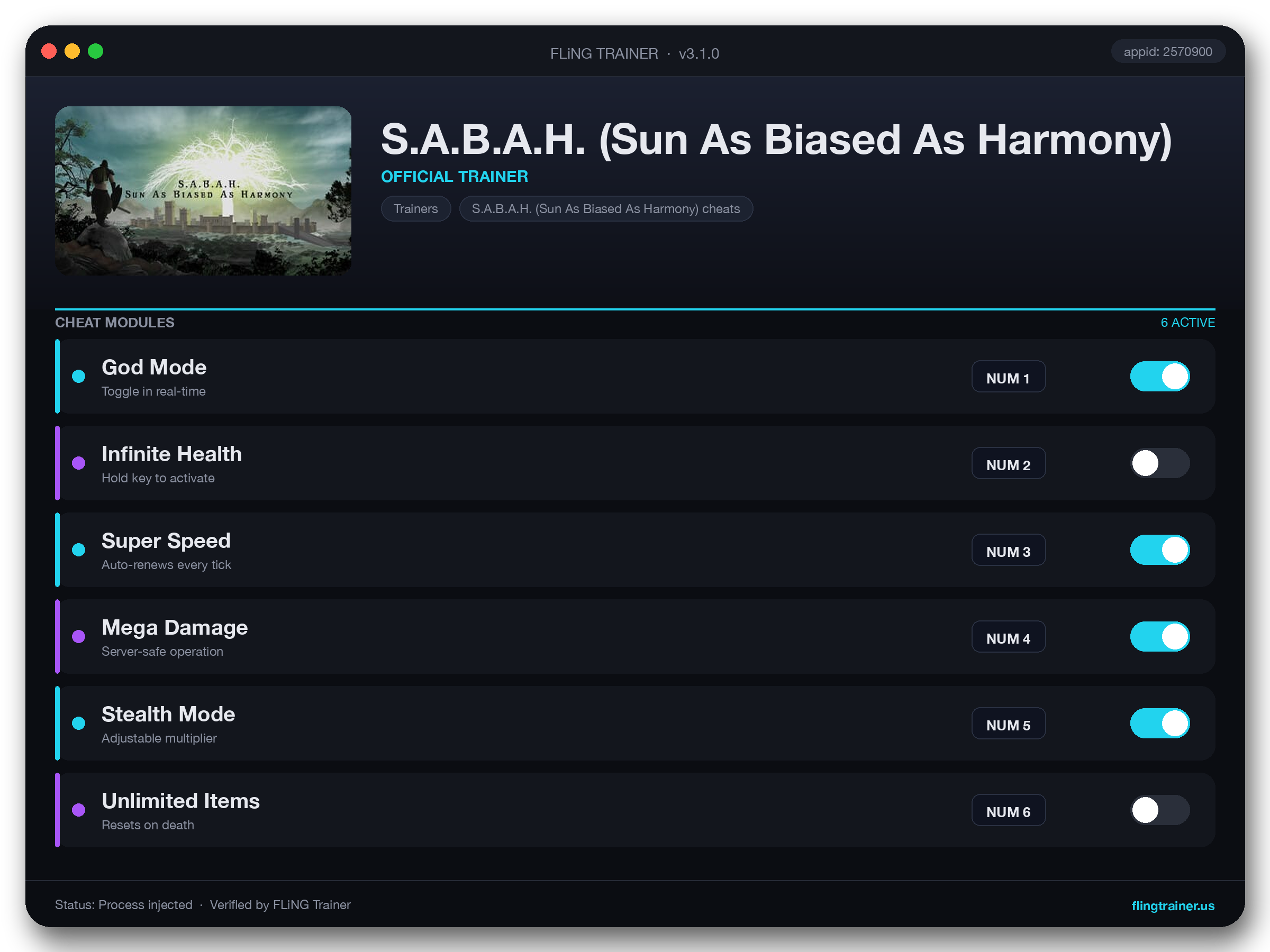 S.A.B.A.H. (Sun As Biased As Harmony) Trainer interface