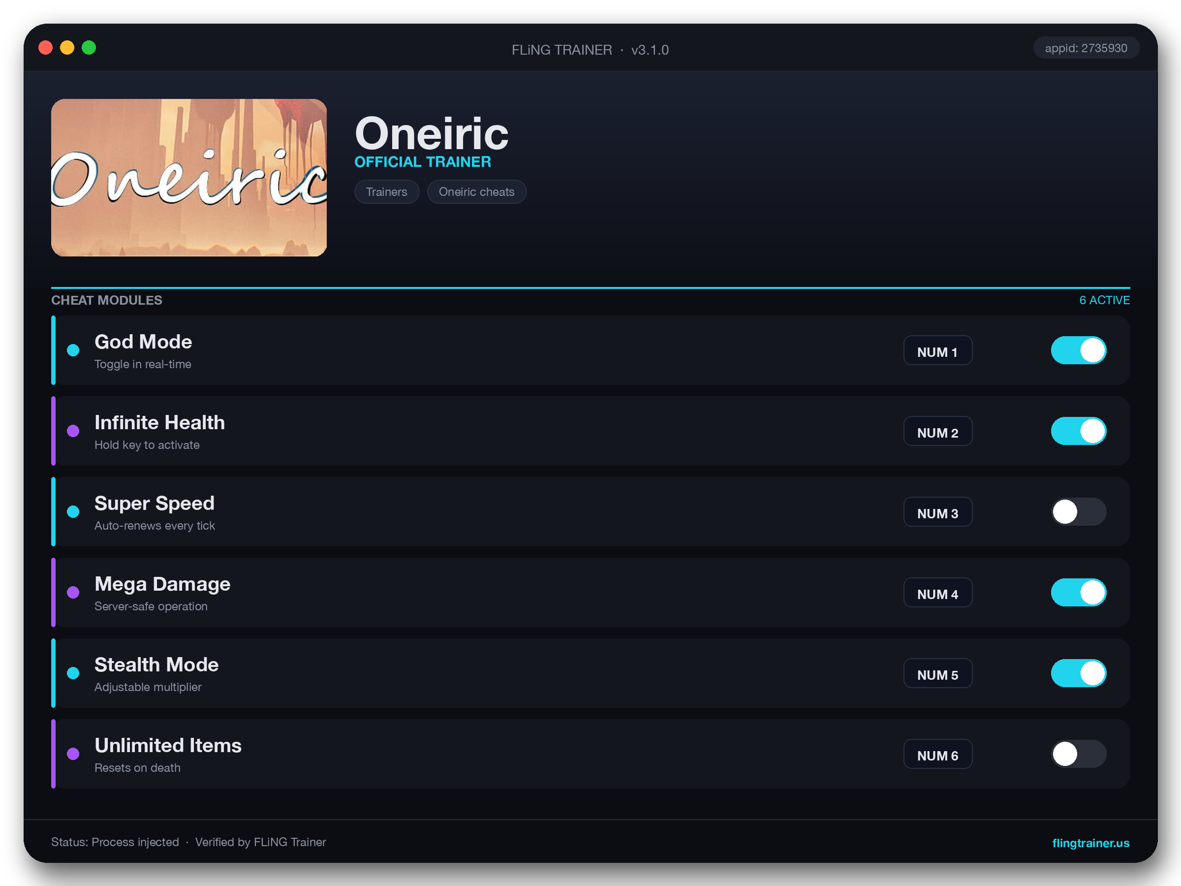 Oneiric Trainer interface