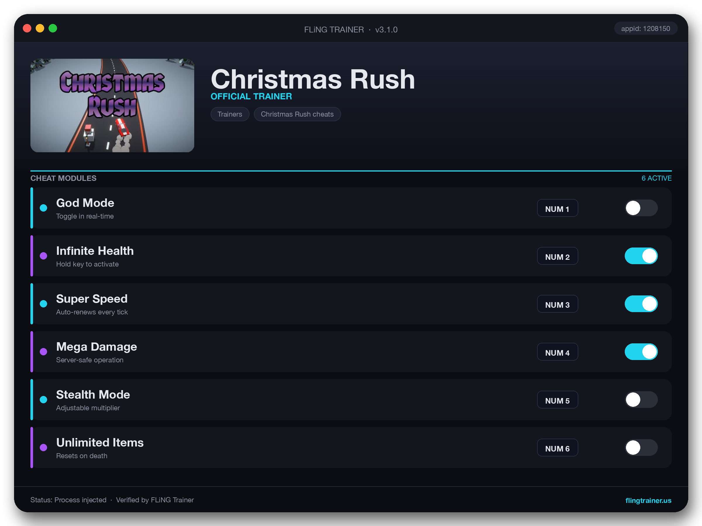 Christmas Rush Trainer interface
