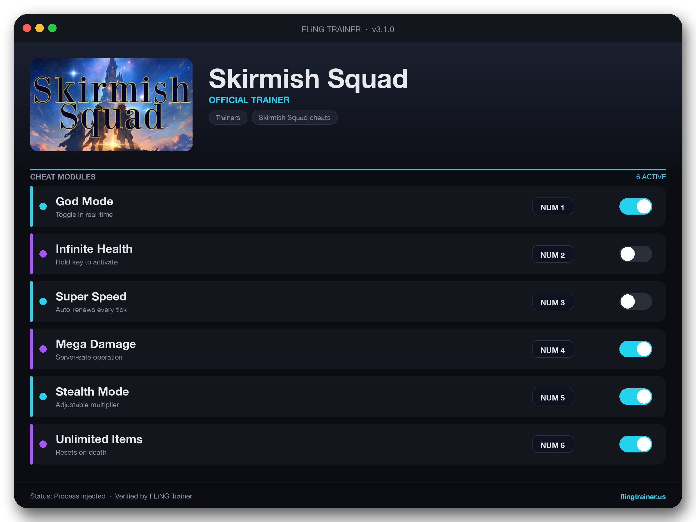 Skirmish Squad Trainer interface