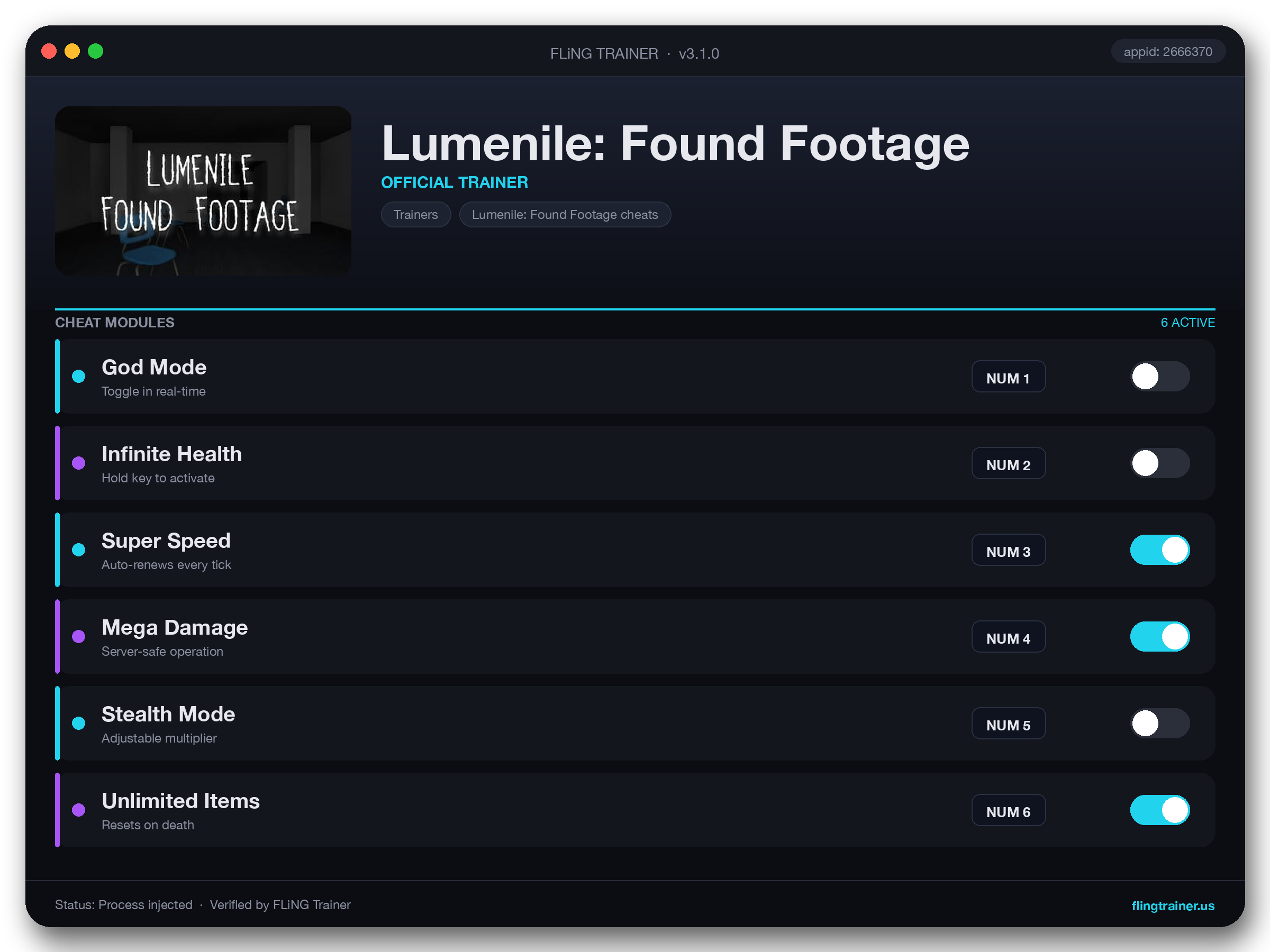 Lumenile: Found Footage Trainer interface