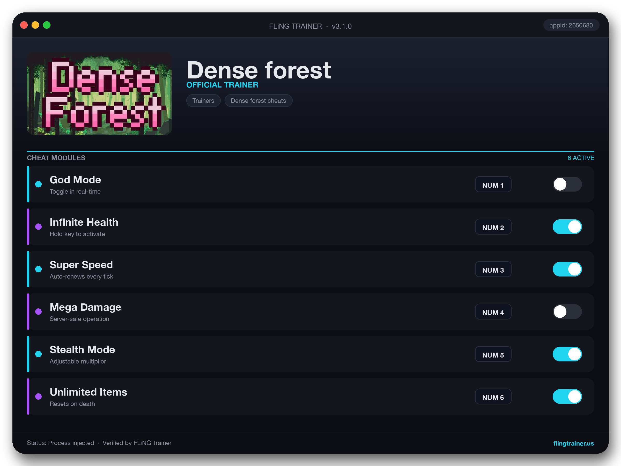 Dense forest Trainer interface