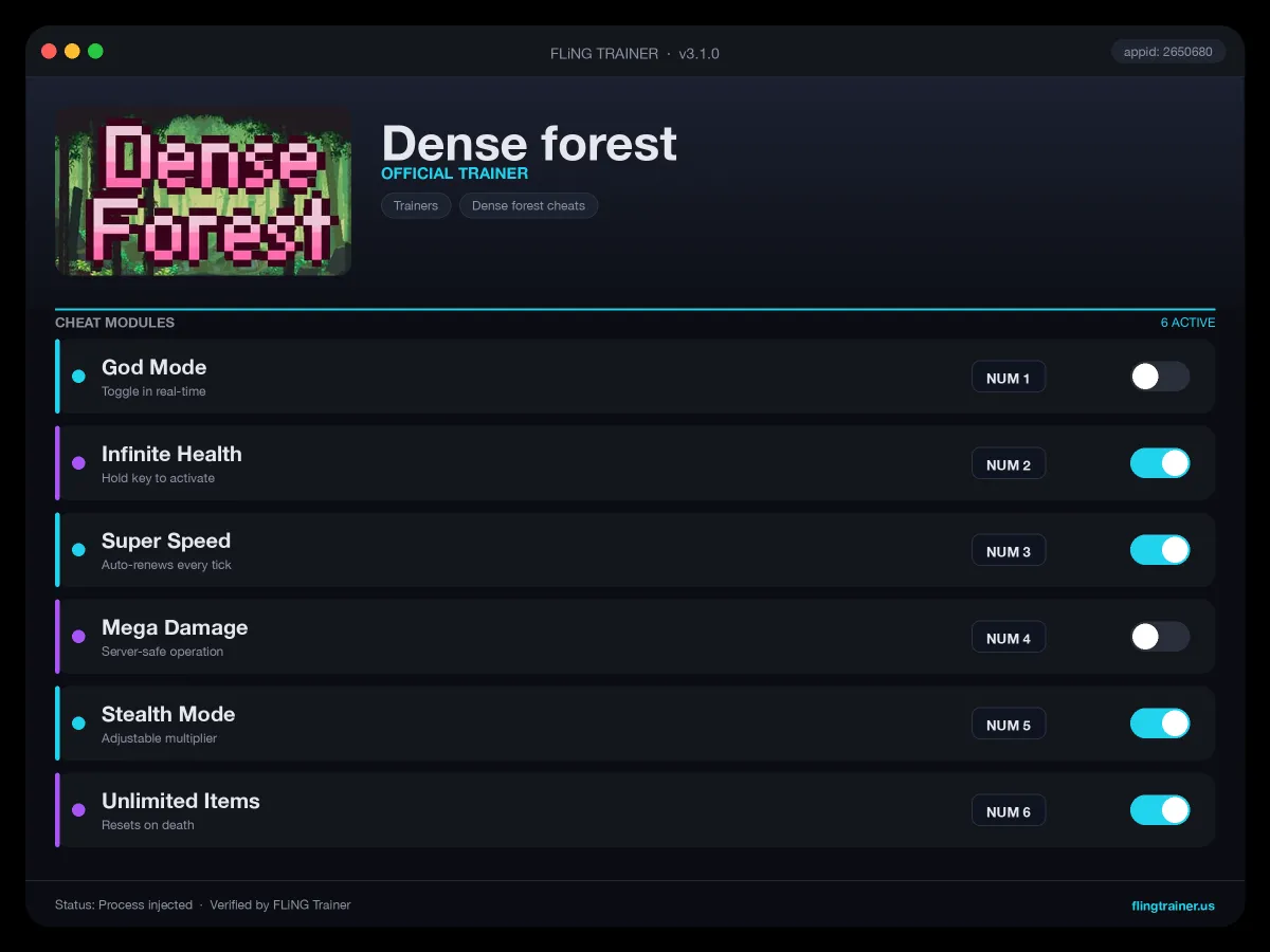 Dense forest Trainer interface