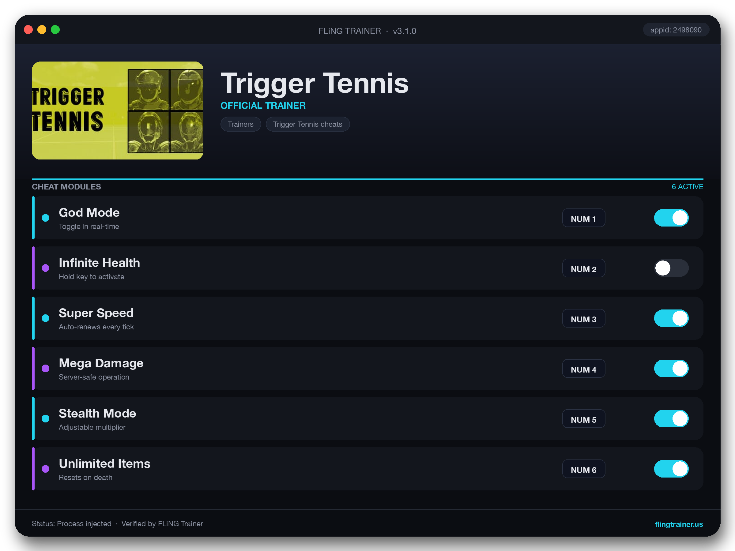 Trigger Tennis Trainer interface