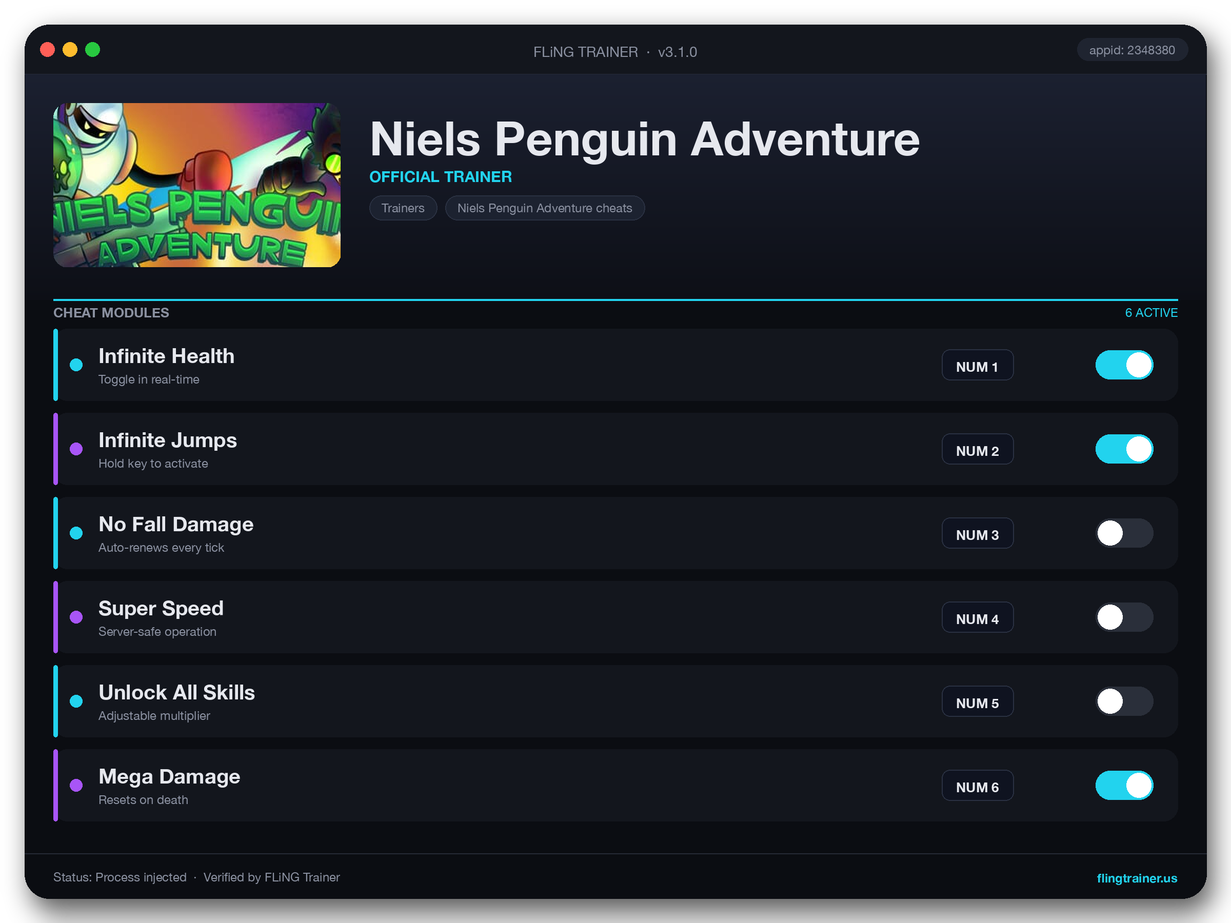 Niels Penguin Adventure Trainer interface