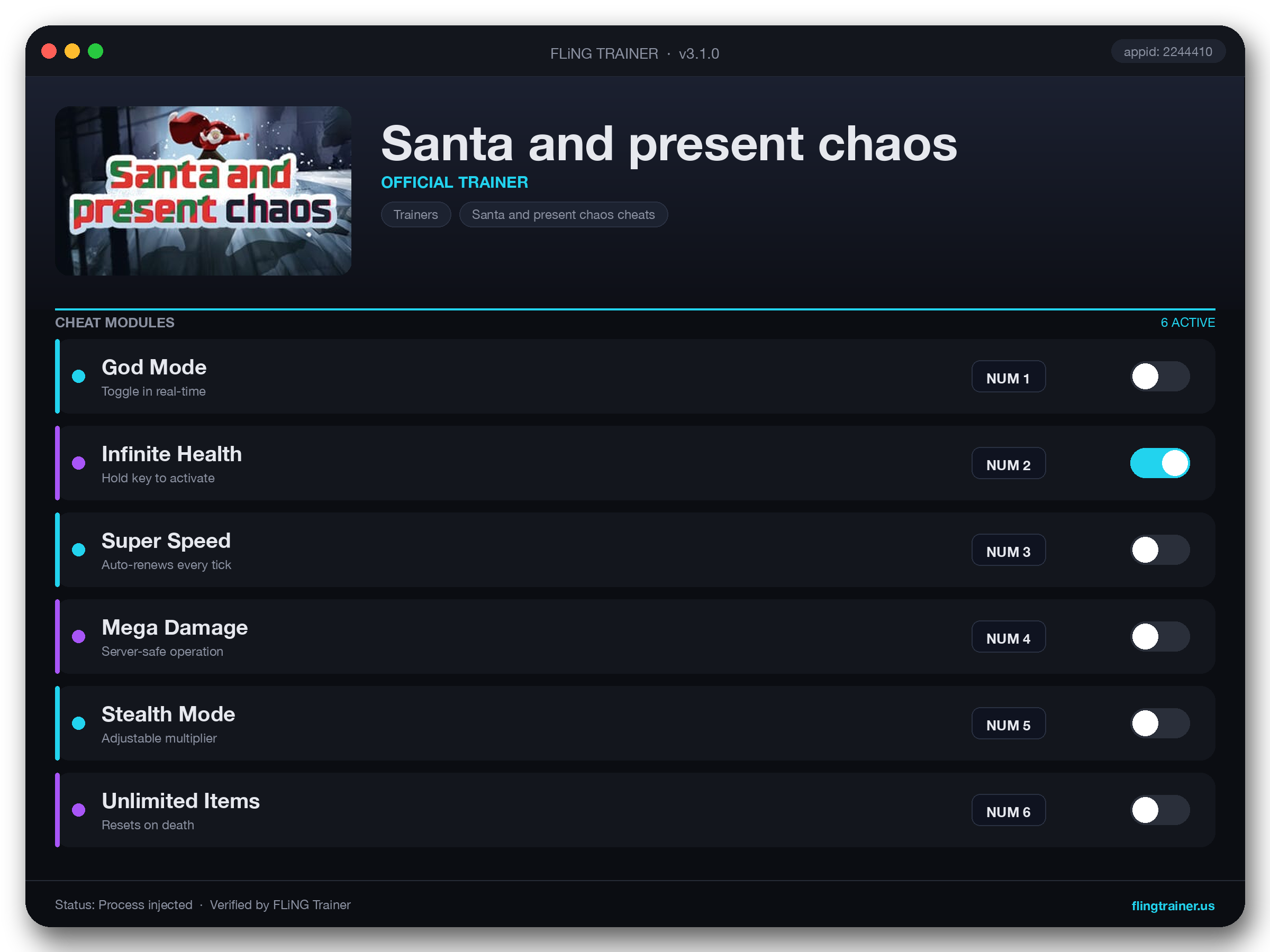 Santa and present chaos Trainer interface