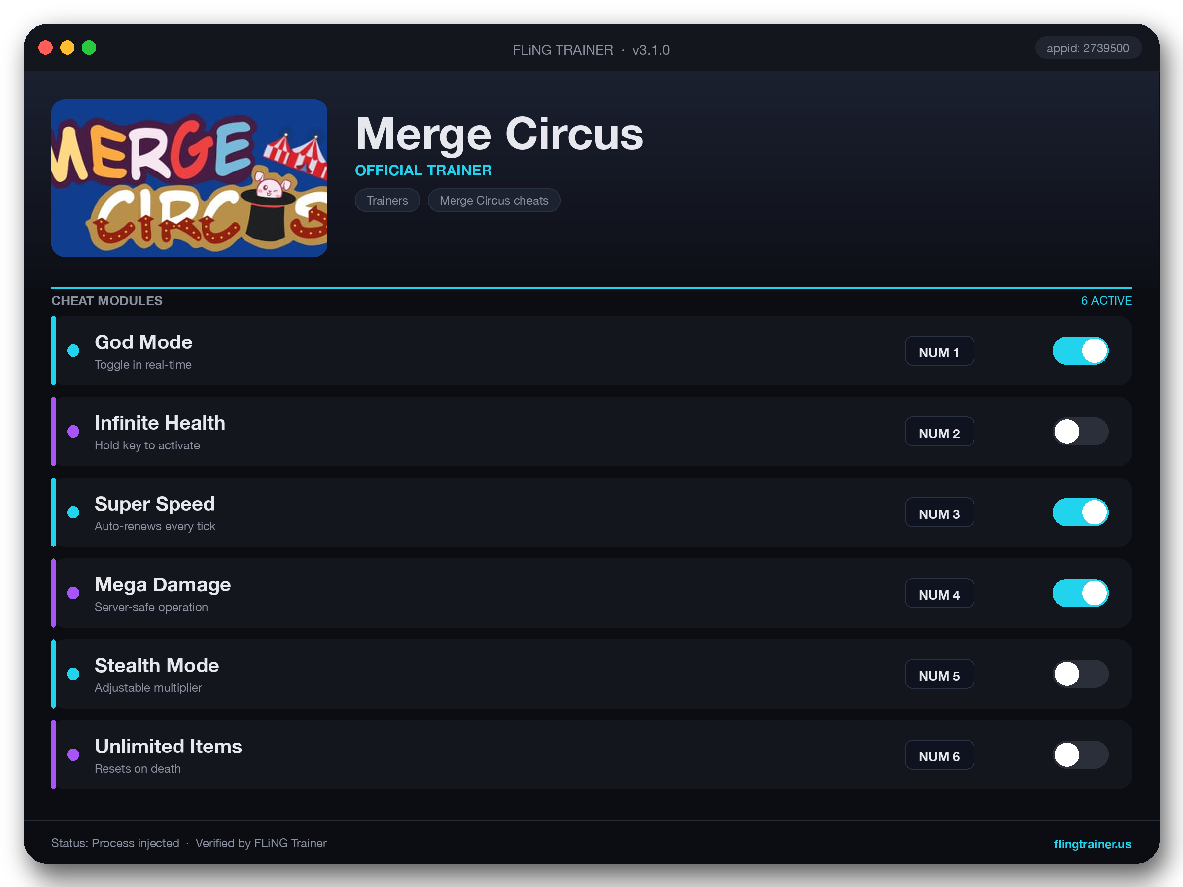 Merge Circus Trainer interface