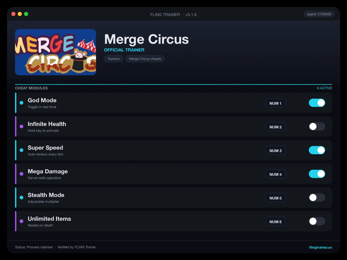 Merge Circus Trainer interface