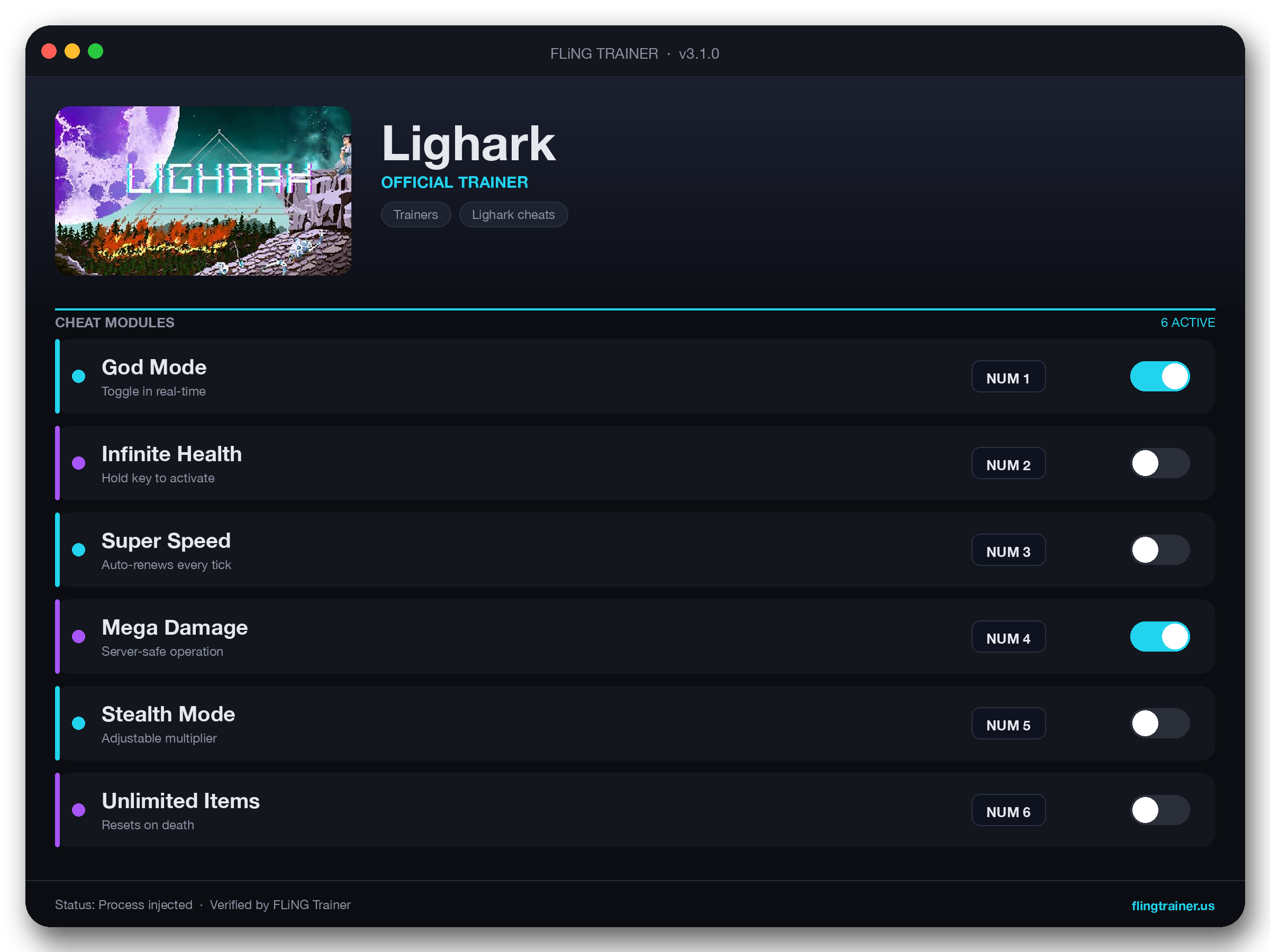 Lighark Trainer interface