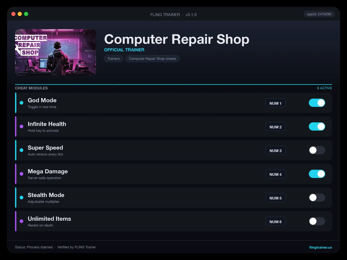 Computer Repair Shop Trainer interface