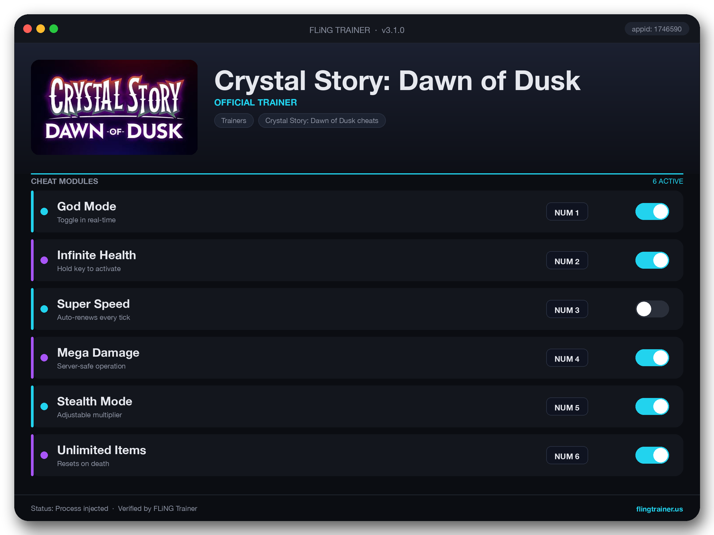 Crystal Story: Dawn of Dusk Trainer interface