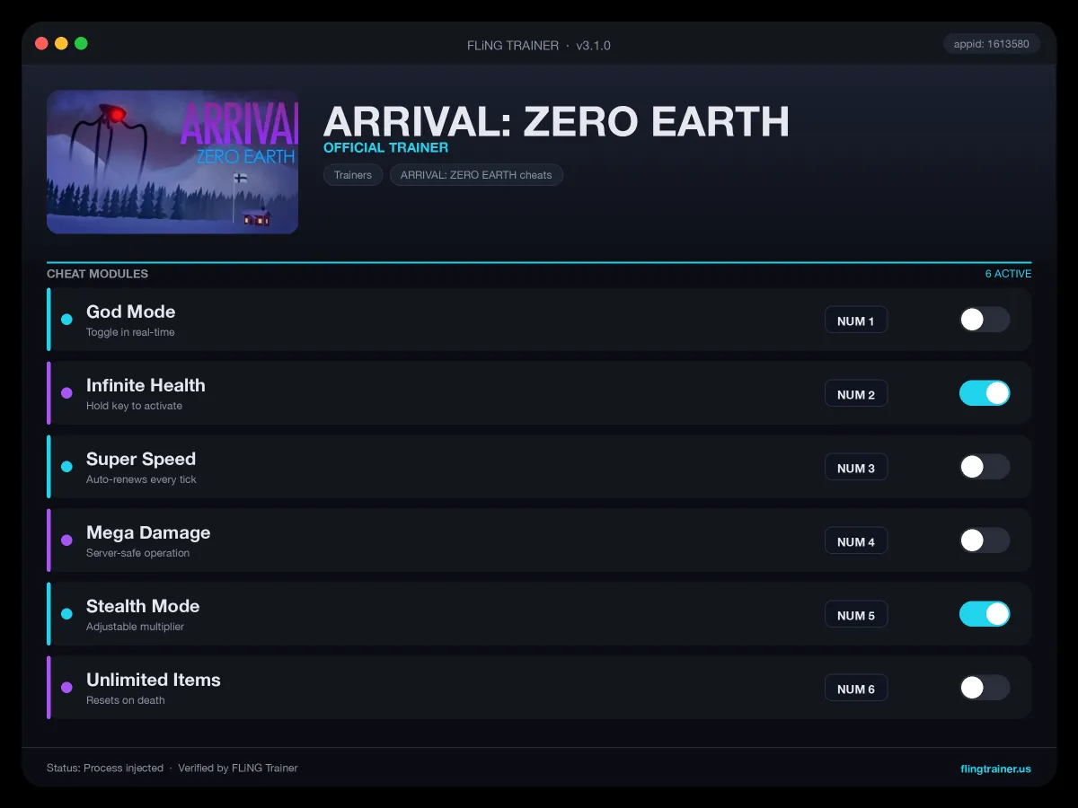 ARRIVAL: ZERO EARTH Trainer interface