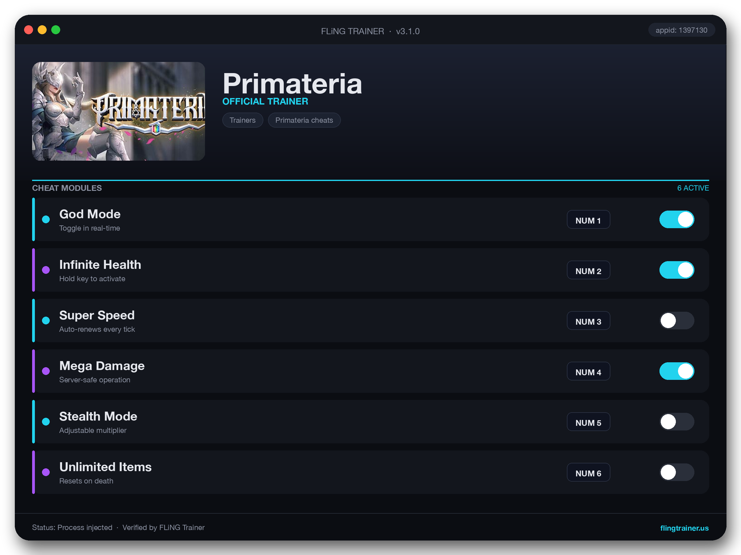 Primateria Trainer interface