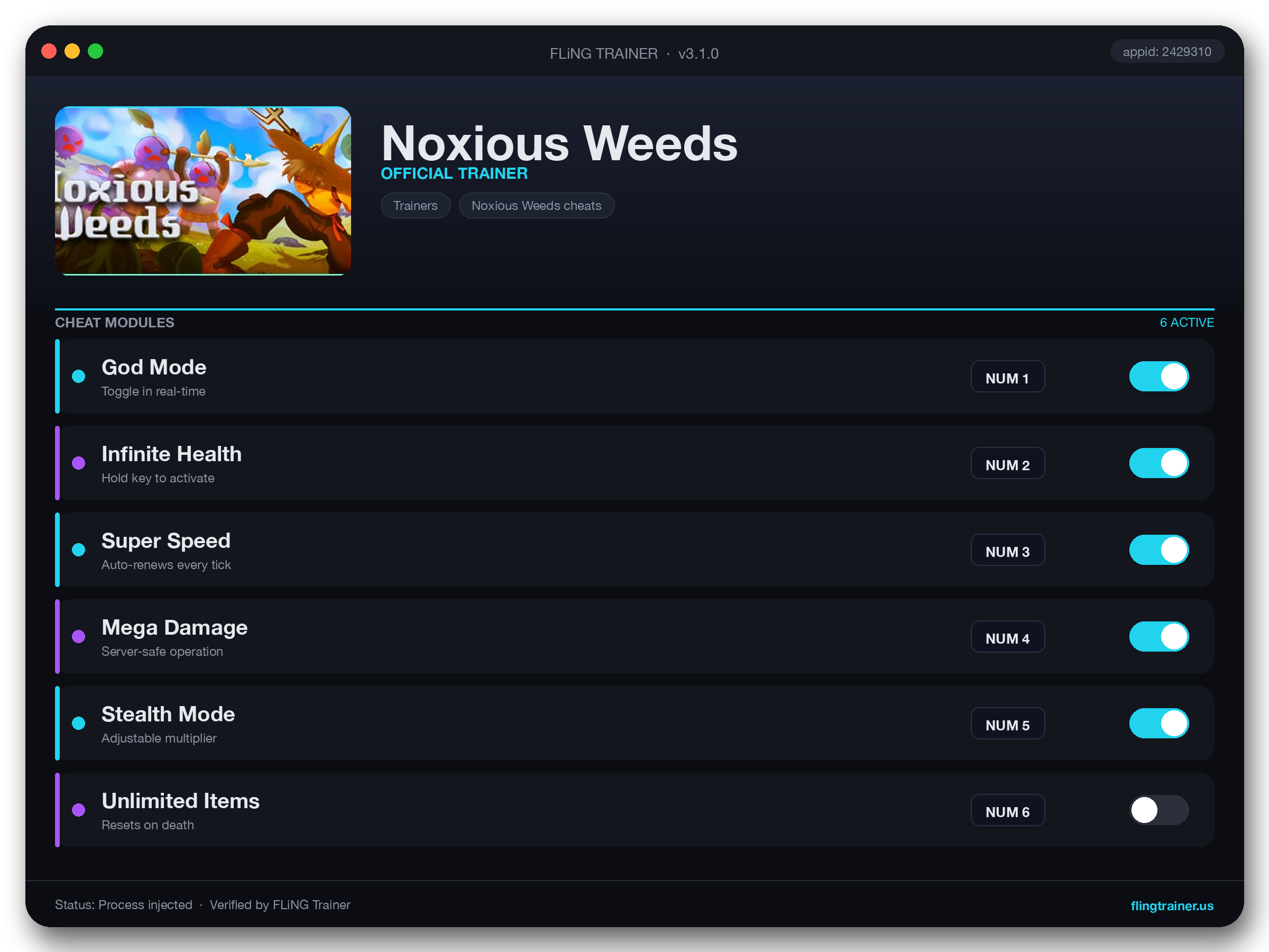 Noxious Weeds Trainer interface