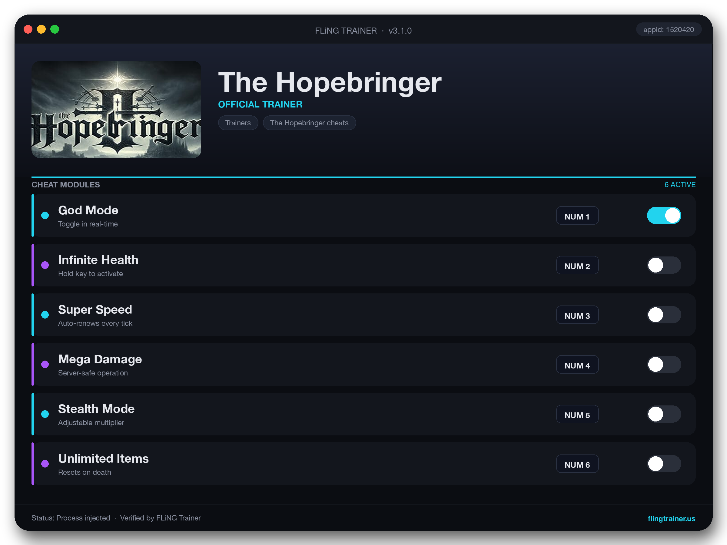 The Hopebringer Trainer interface
