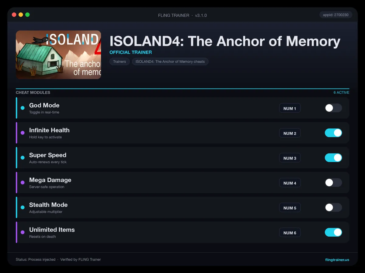 ISOLAND4: The Anchor of Memory Trainer interface
