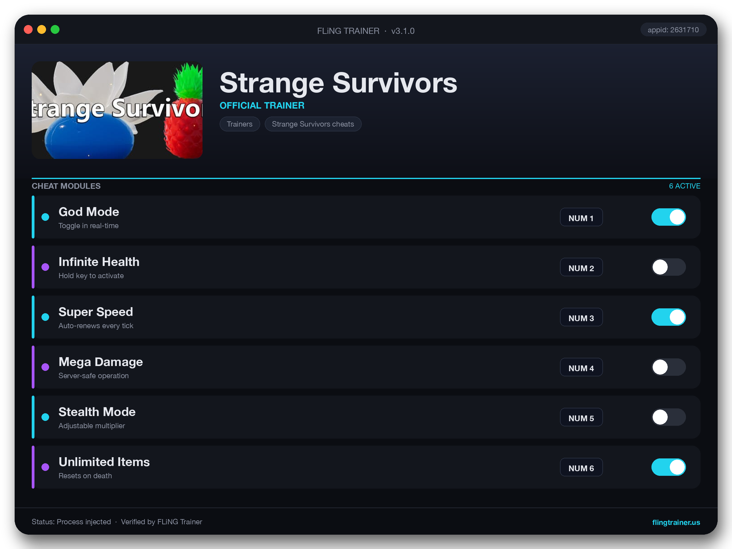 Strange Survivors Trainer interface