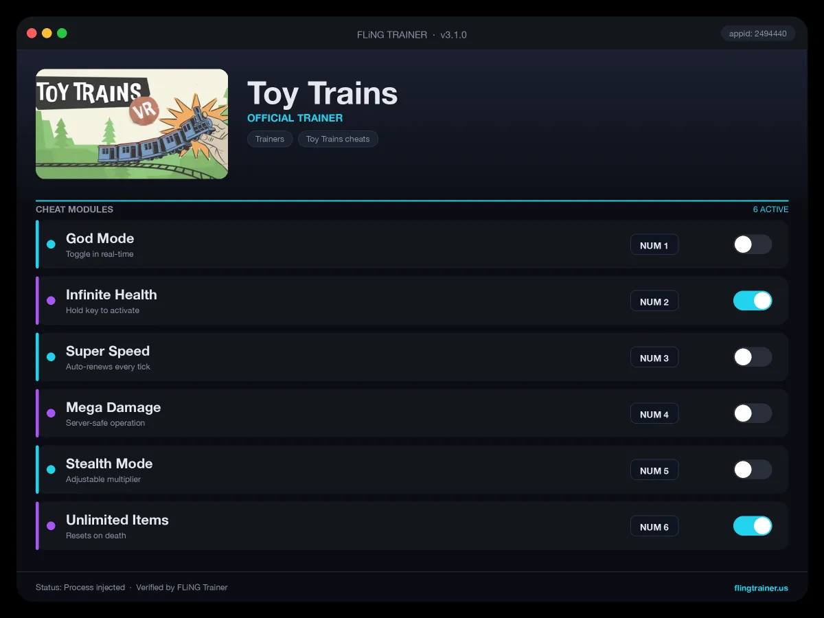 Toy Trains Trainer interface