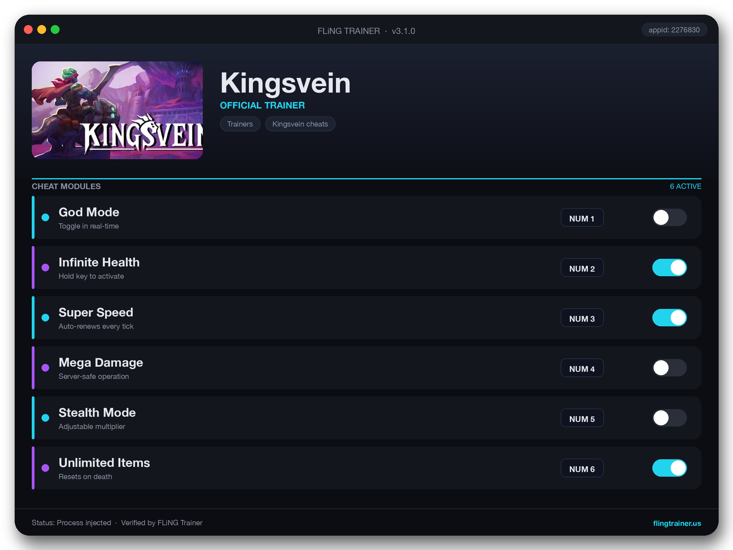 Kingsvein Trainer interface