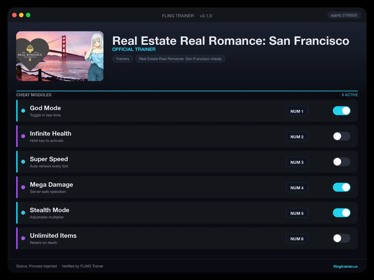 Real Estate Real Romance: San Francisco Trainer interface