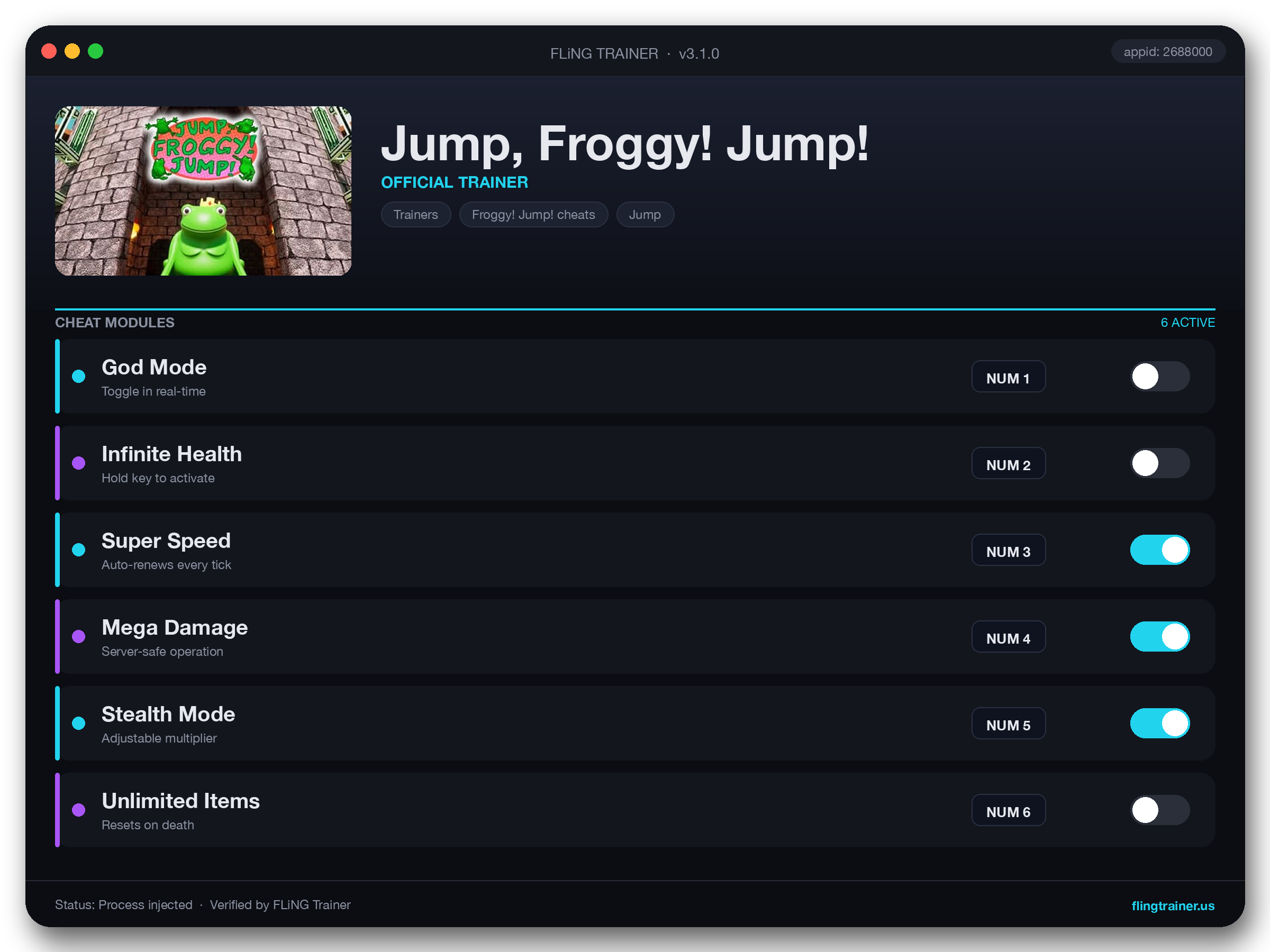 Jump, Froggy! Jump! Trainer interface