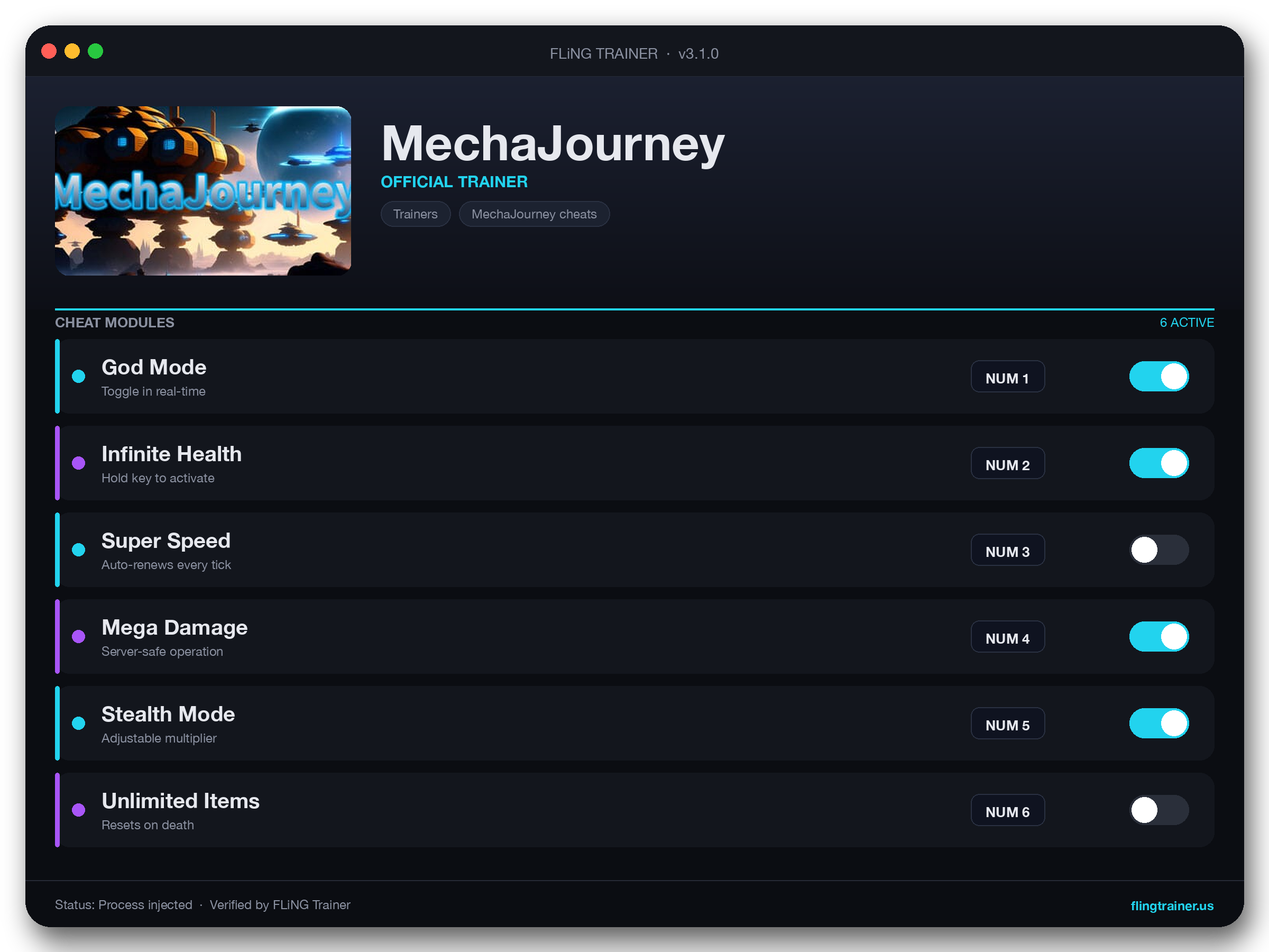 MechaJourney Trainer interface