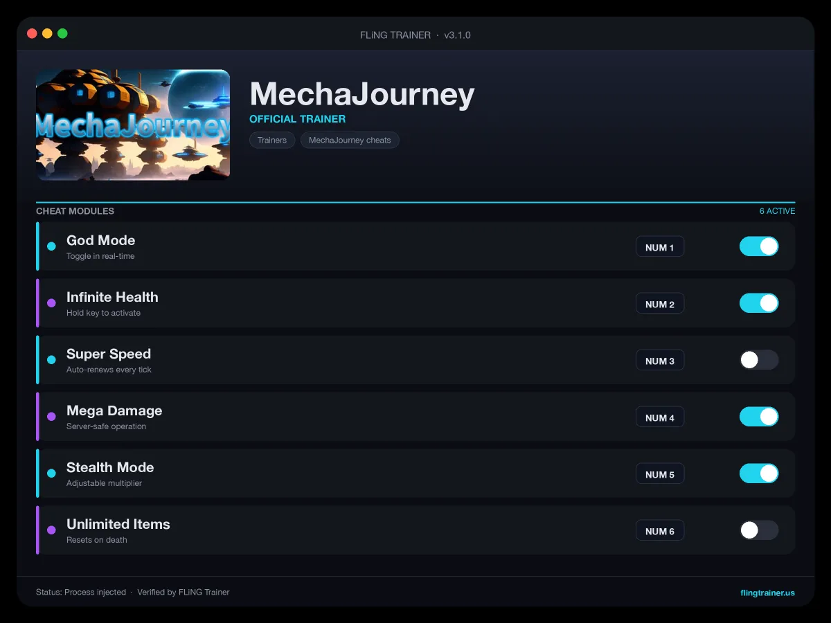 MechaJourney Trainer interface