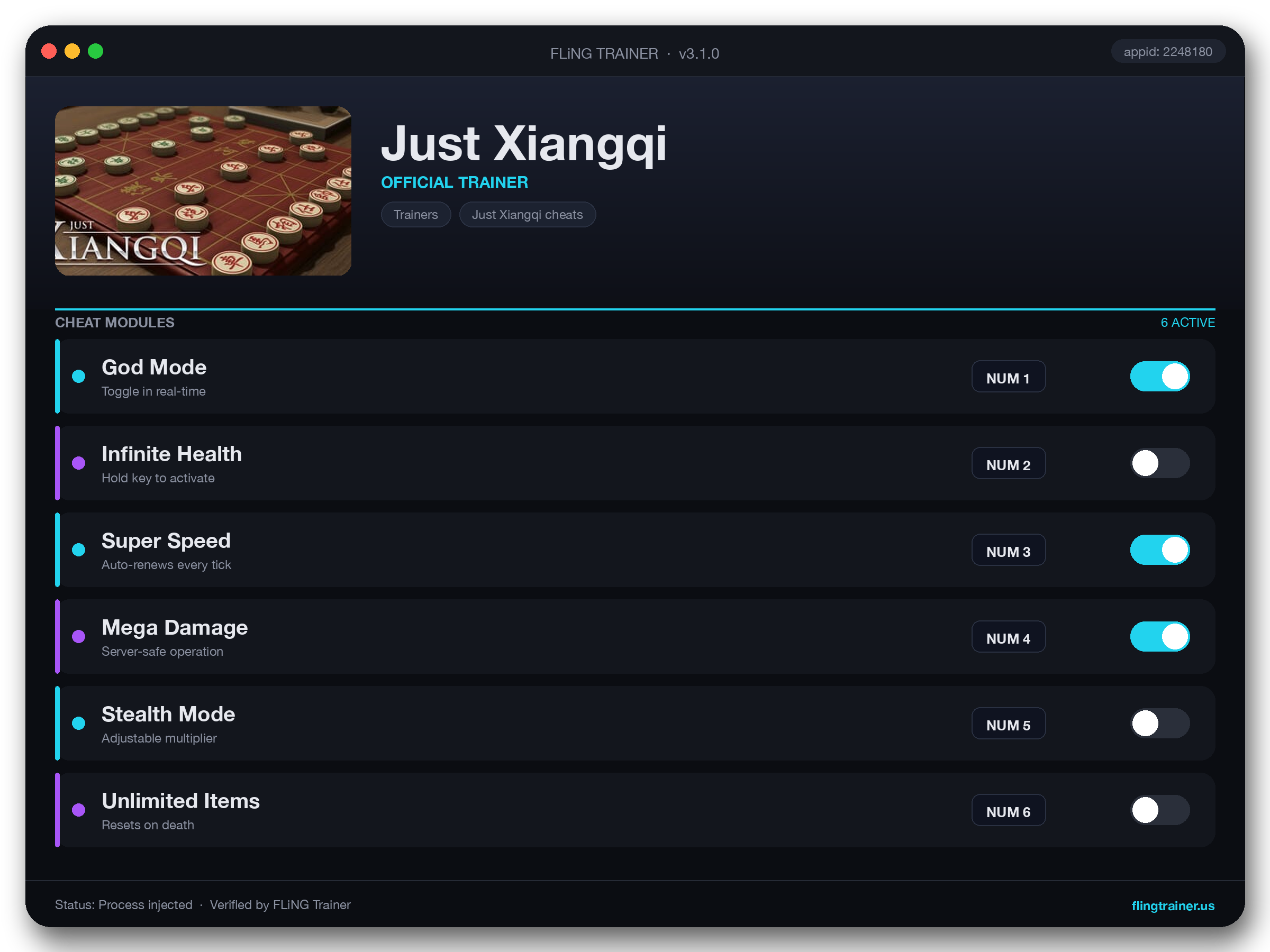 Just Xiangqi Trainer interface