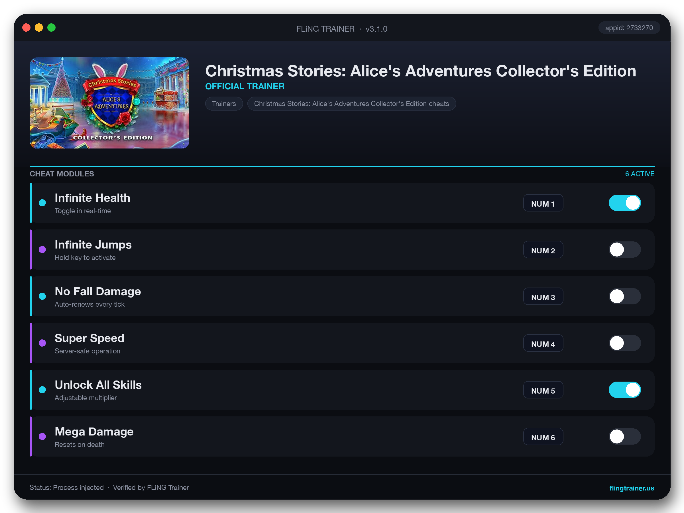 Christmas Stories: Alice's Adventures Collector's Edition Trainer interface