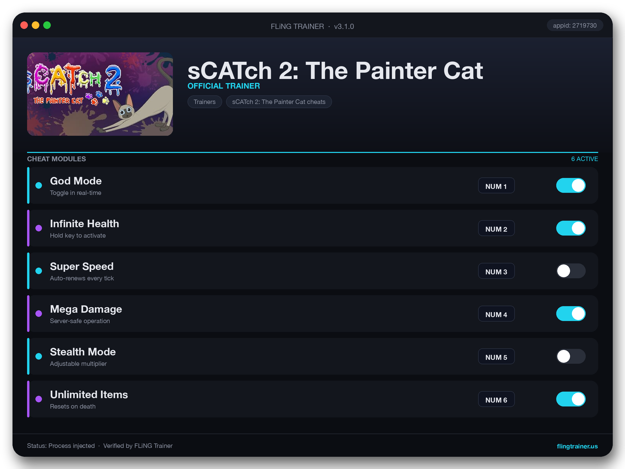 sCATch 2: The Painter Cat Trainer interface