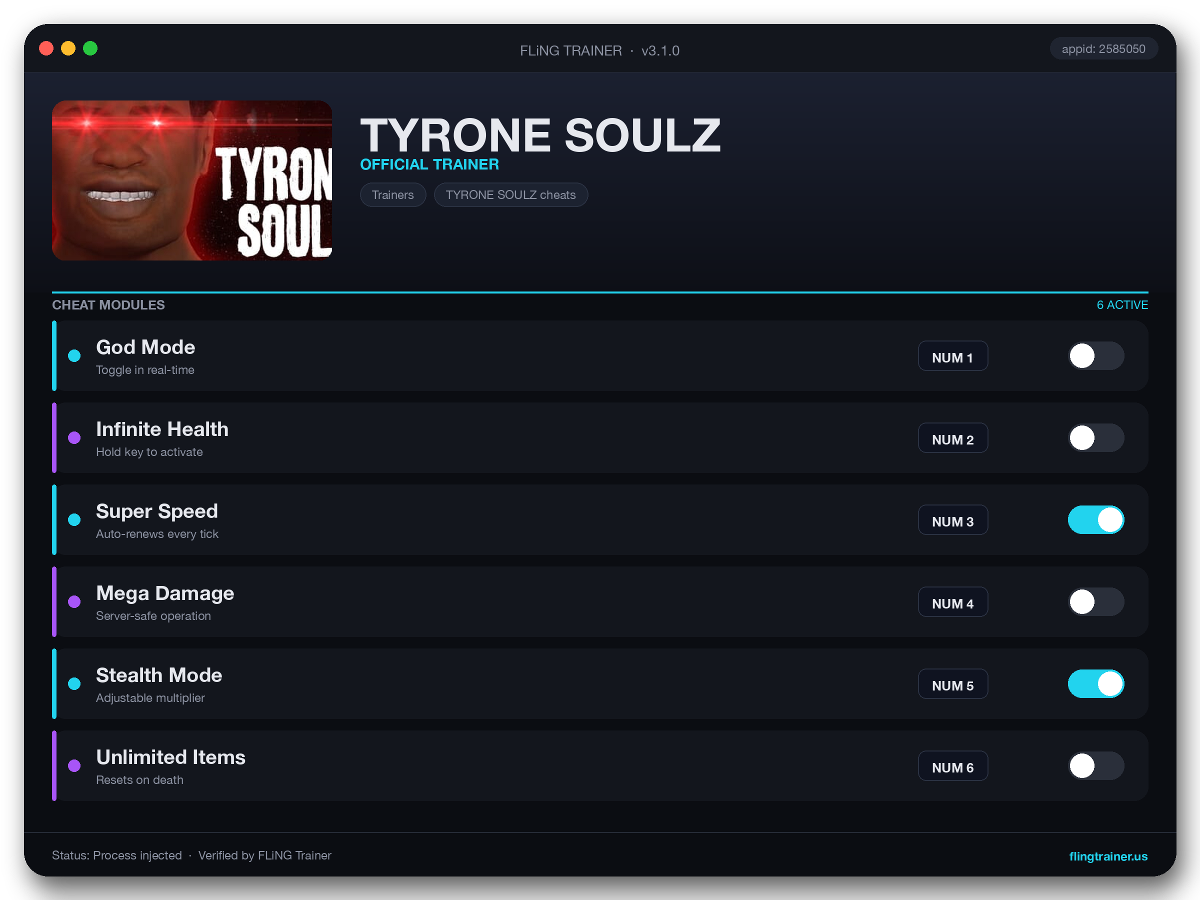 TYRONE SOULZ Trainer interface
